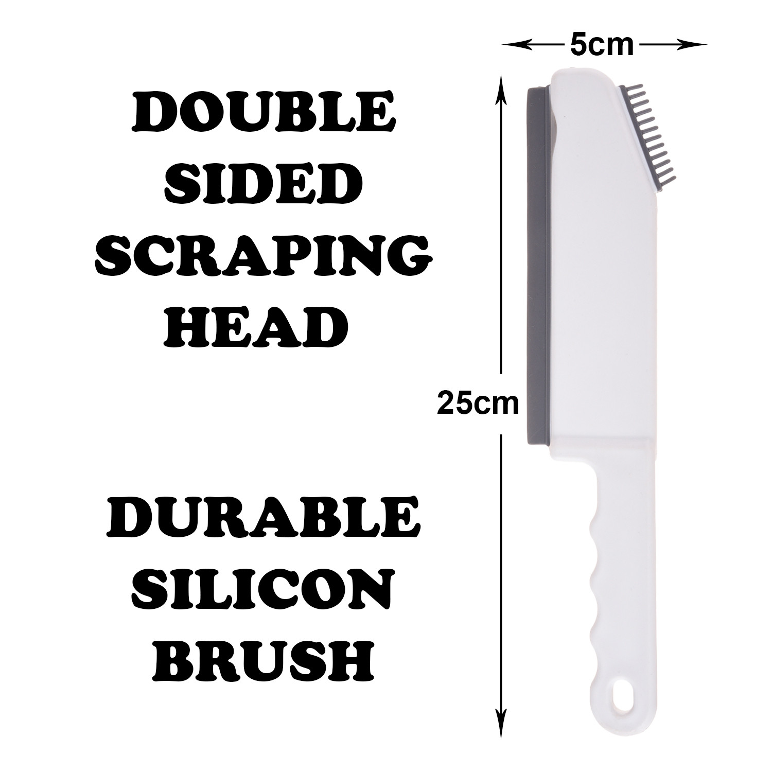 Kuber Industries Cleaning Brush | Plastic 3 In 1 Mesh Cleaning Brush | Scraper Brush | Washbasin Cleaning Brush | Knife Shape Wiper For Glass Cleaning White