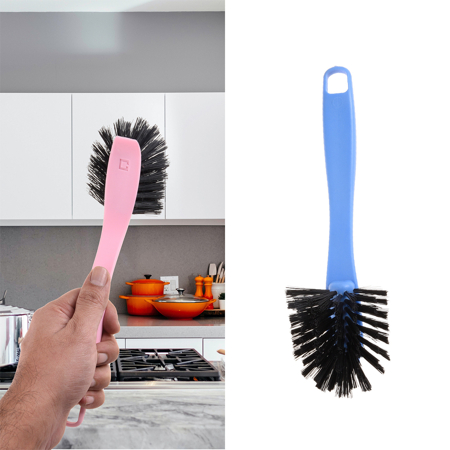 Kuber Industries Cleaning Brush | Toilet Cleaner Brush | Plastic Pan Brush | Brush for Cleaning Washroom | Bathroom Brush | Toilet Brush |Assorted