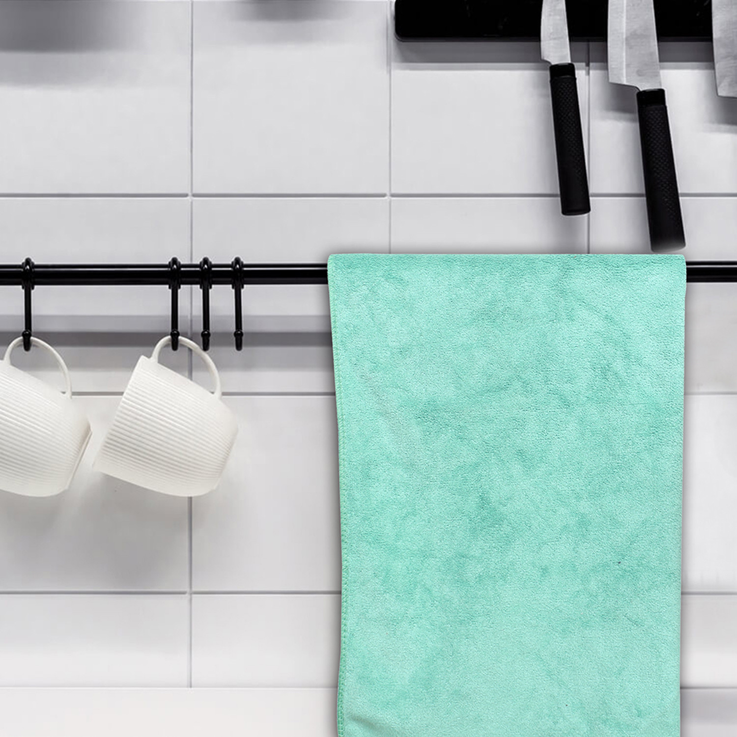 Kuber Industries Cleaning Cloths|Microfiber Highly Absorbent Wash Towels for Kitchen,Car,Window,24 x 16 Inch (Green)