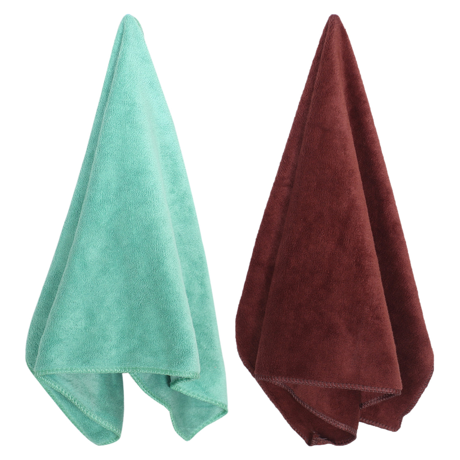 Kuber Industries Cleaning Cloths|Microfiber Highly Absorbent Wash Towels for Kitchen,Car,Window,24 x 16 Inch,Pack of 2 (Green & Brown)