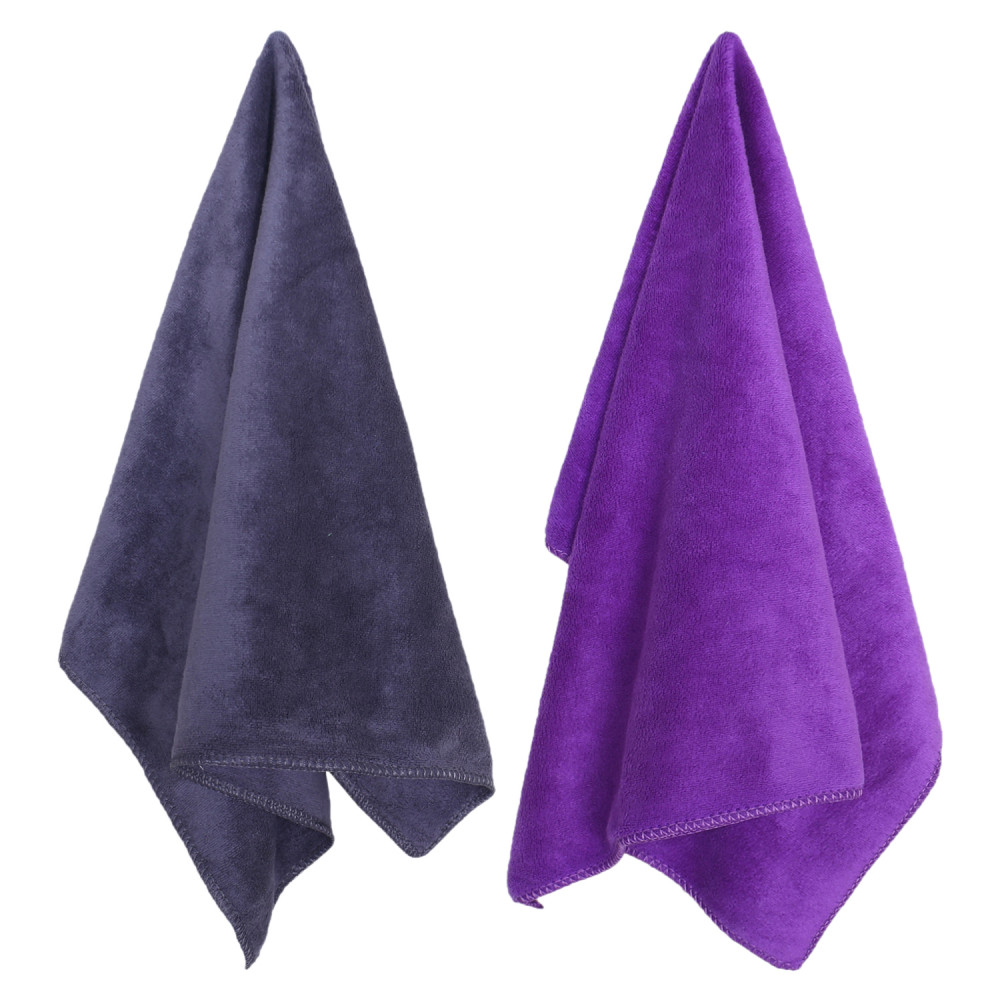 Kuber Industries Cleaning Cloths|Microfiber Highly Absorbent Wash Towels for Kitchen,Car,Window,24 x 16 Inch,Pack of 2 (Gray &amp; Purple)