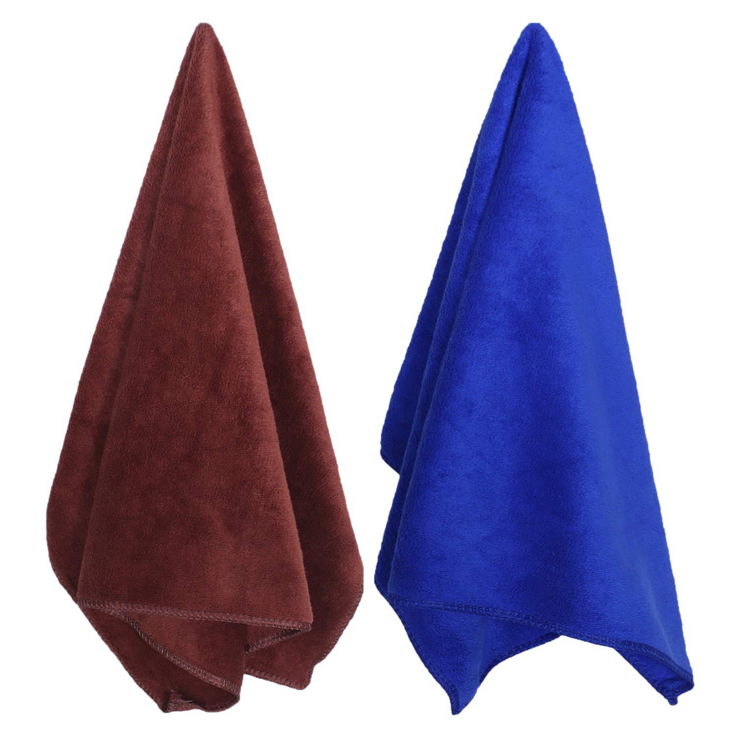Kuber Industries Cleaning Cloths|Microfiber Highly Absorbent Wash Towels for Kitchen,Car,Window,24 x 16 Inch,Pack of 2 (Brown & Blue)