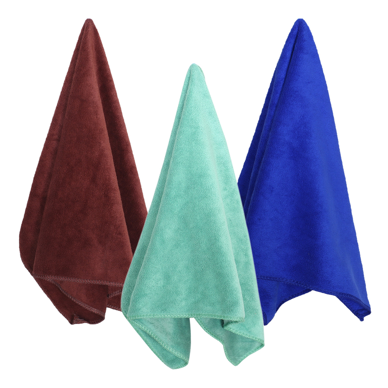 Kuber Industries Cleaning Cloths|Microfiber Highly Absorbent Wash Towels for Kitchen,Car,Window,24 x 16 Inch,Pack of 3 (Green,Brown & Blue)