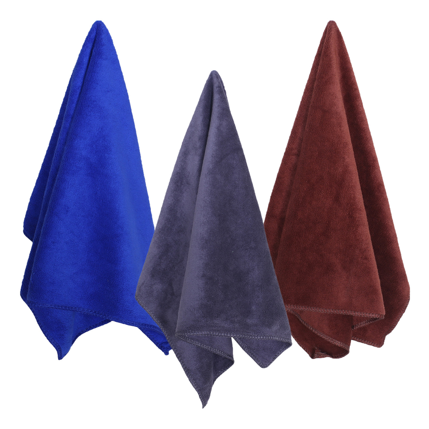 Kuber Industries Cleaning Cloths|Microfiber Highly Absorbent Wash Towels for Kitchen,Car,Window,24 x 16 Inch,Pack of 3 (Blue,Brown & Gray)
