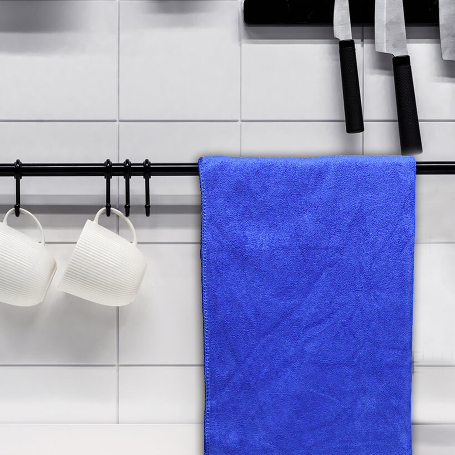 Kuber Industries Cleaning Cloths|Microfiber Highly Absorbent Wash Towels for Kitchen,Car,Window,24 x 16 Inch,Pack of 3 (Blue,Purple & Brown)
