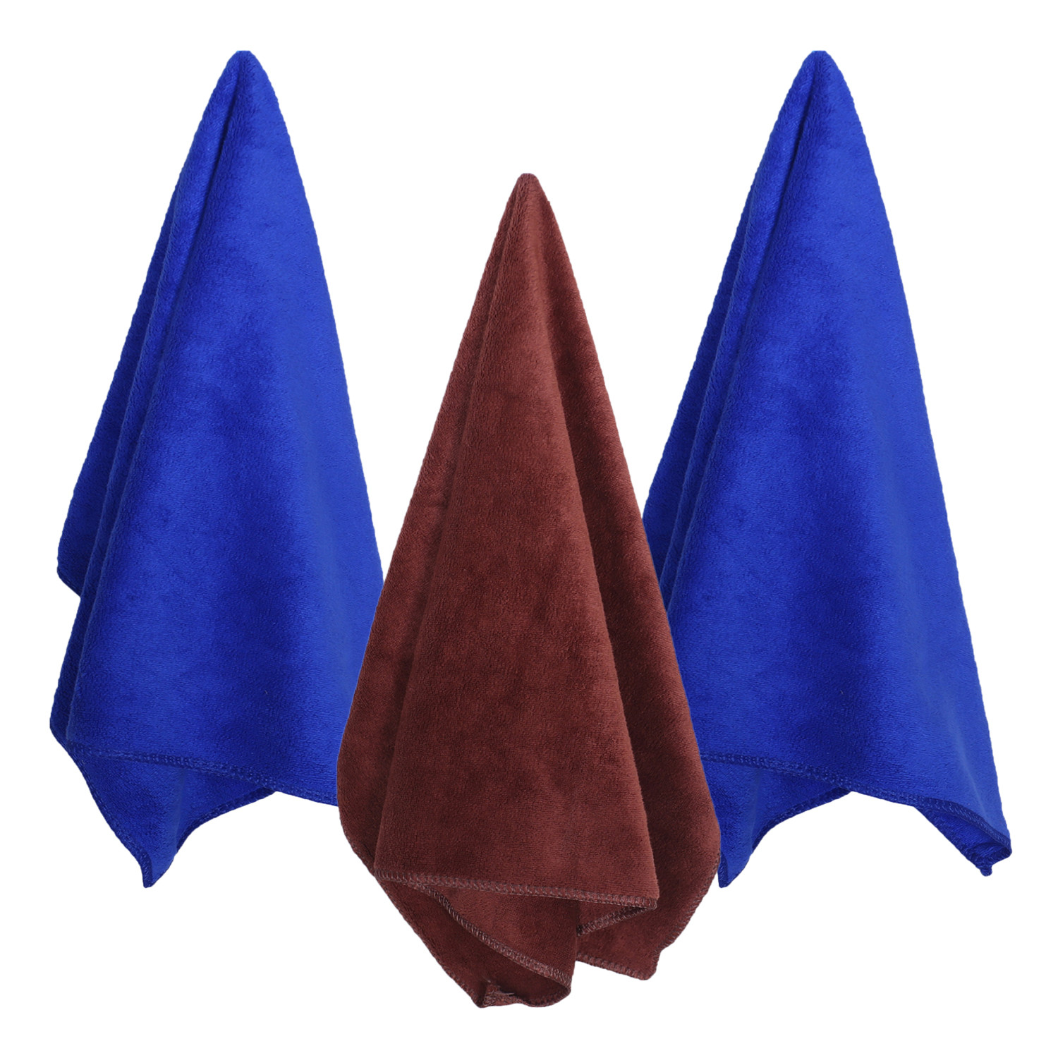 Kuber Industries Cleaning Cloths|Microfiber Highly Absorbent Wash Towels for Kitchen,Car,Window,24 x 16 Inch,Pack of 3 (Blue,Brown & Blue)