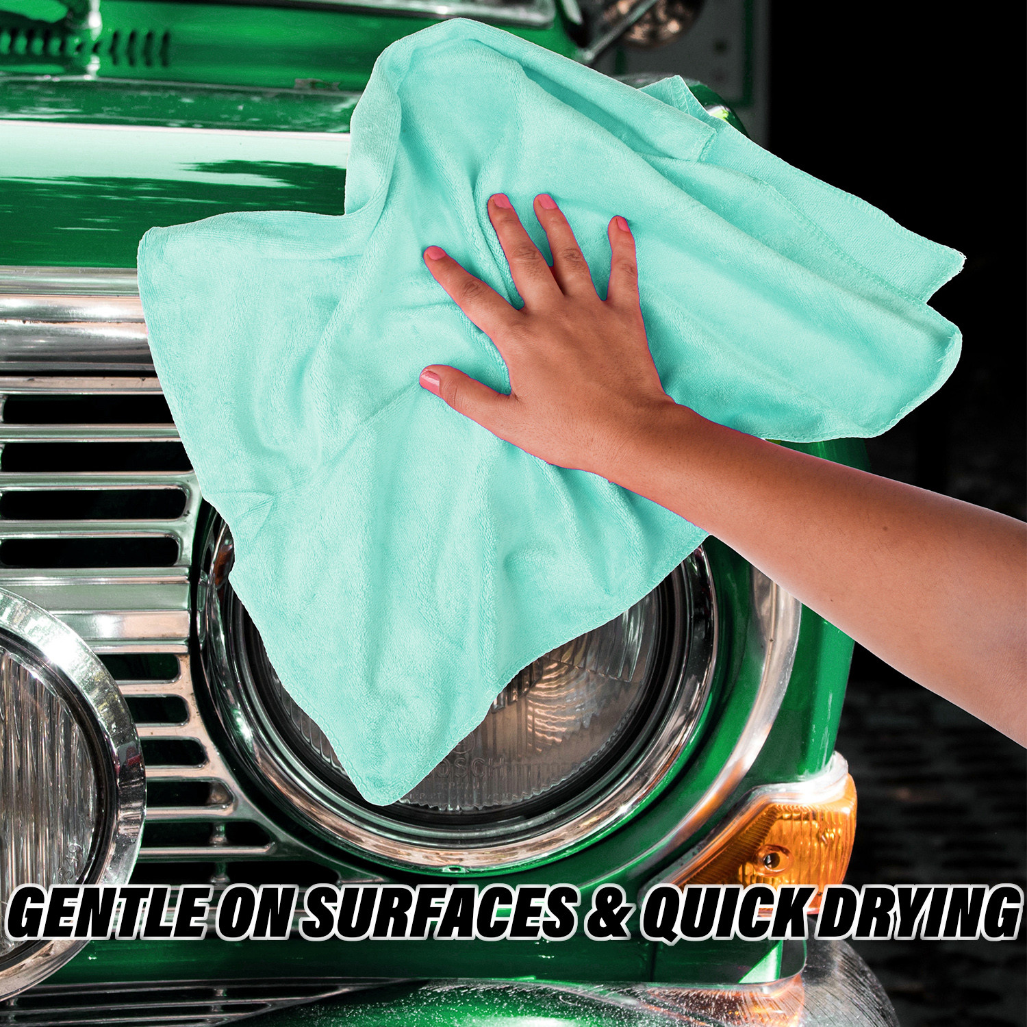 Kuber Industries Cleaning Towel | Reusable Cleaning Cloths for Kitchen | Duster Towel for Home Cleaning | 400 GSM Cleaning Cloth Towel for Car | Bike | 50x70 | Green