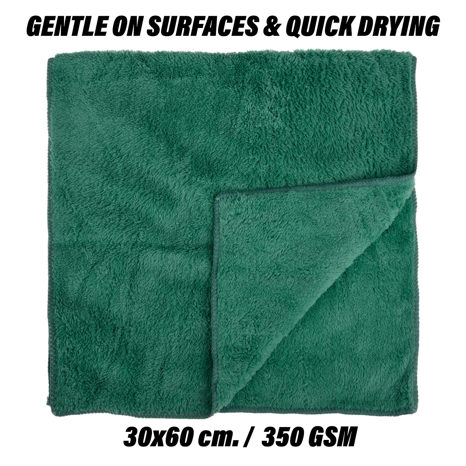 Kuber Industries Cleaning Towel | Reusable Cleaning Cloths for Kitchen | Duster Towel for Home Cleaning | 350 GSM Cleaning Cloth Towel for Car | Bike | 30x60 | Green