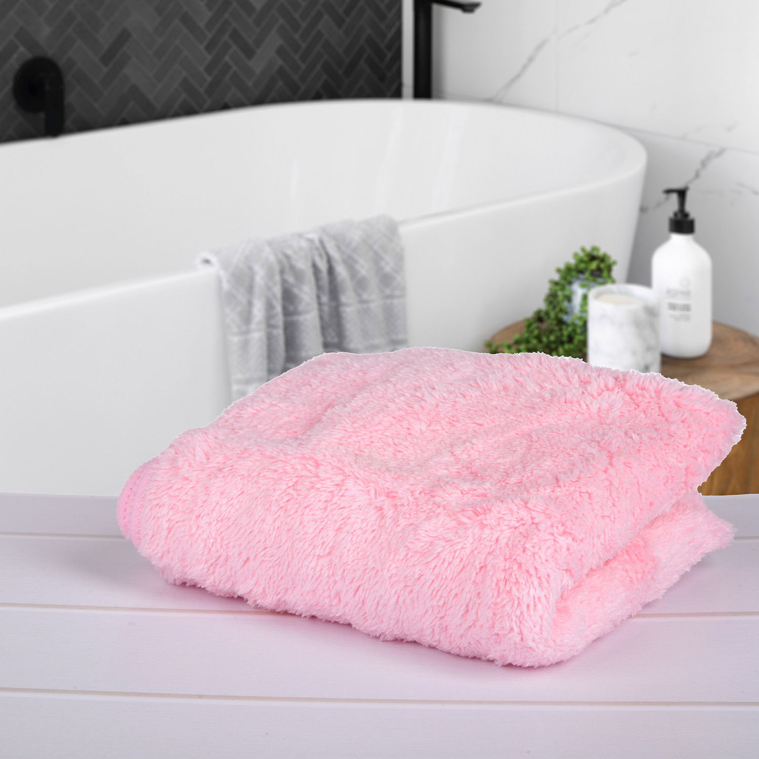 Kuber Industries Cleaning Towel | Reusable Cleaning Cloths for Kitchen | Duster Towel for Home Cleaning | 350 GSM Cleaning Cloth Towel for Car | Bike | 30x60 | Light Pink