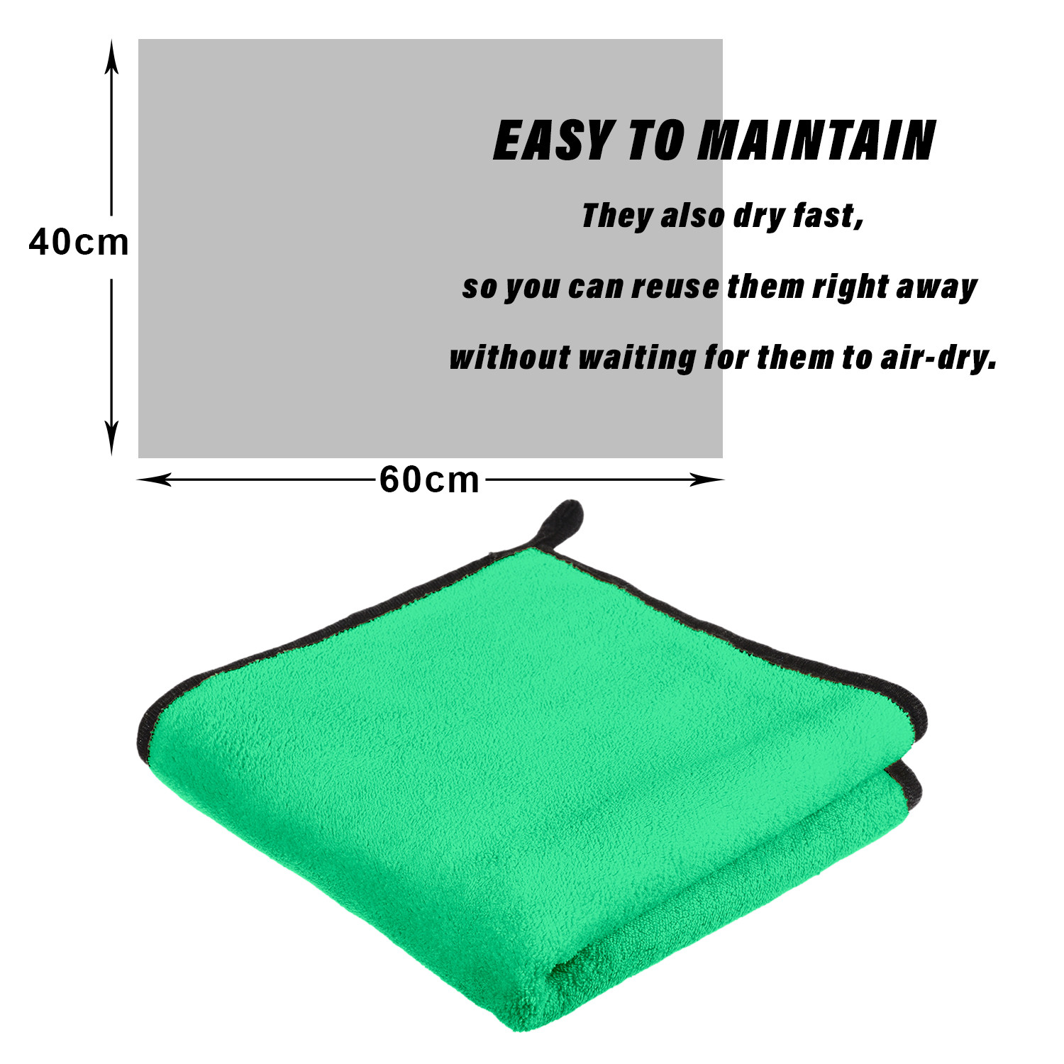 Kuber Industries Cleaning Towel | Reusable Cleaning Cloths for Kitchen | Duster Towel for Home Cleaning | 400 GSM Cleaning Cloth Towel with Hanging Loop | 40x60 | Pack of 2 | Multi