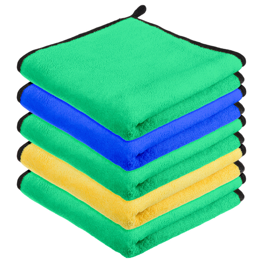 Kuber Industries Cleaning Towel | Reusable Cleaning Cloths for Kitchen | Duster Towel for Home Cleaning | 400 GSM Cleaning Cloth Towel with Hanging Loop | 40x60 | Pack of 5 | Multi