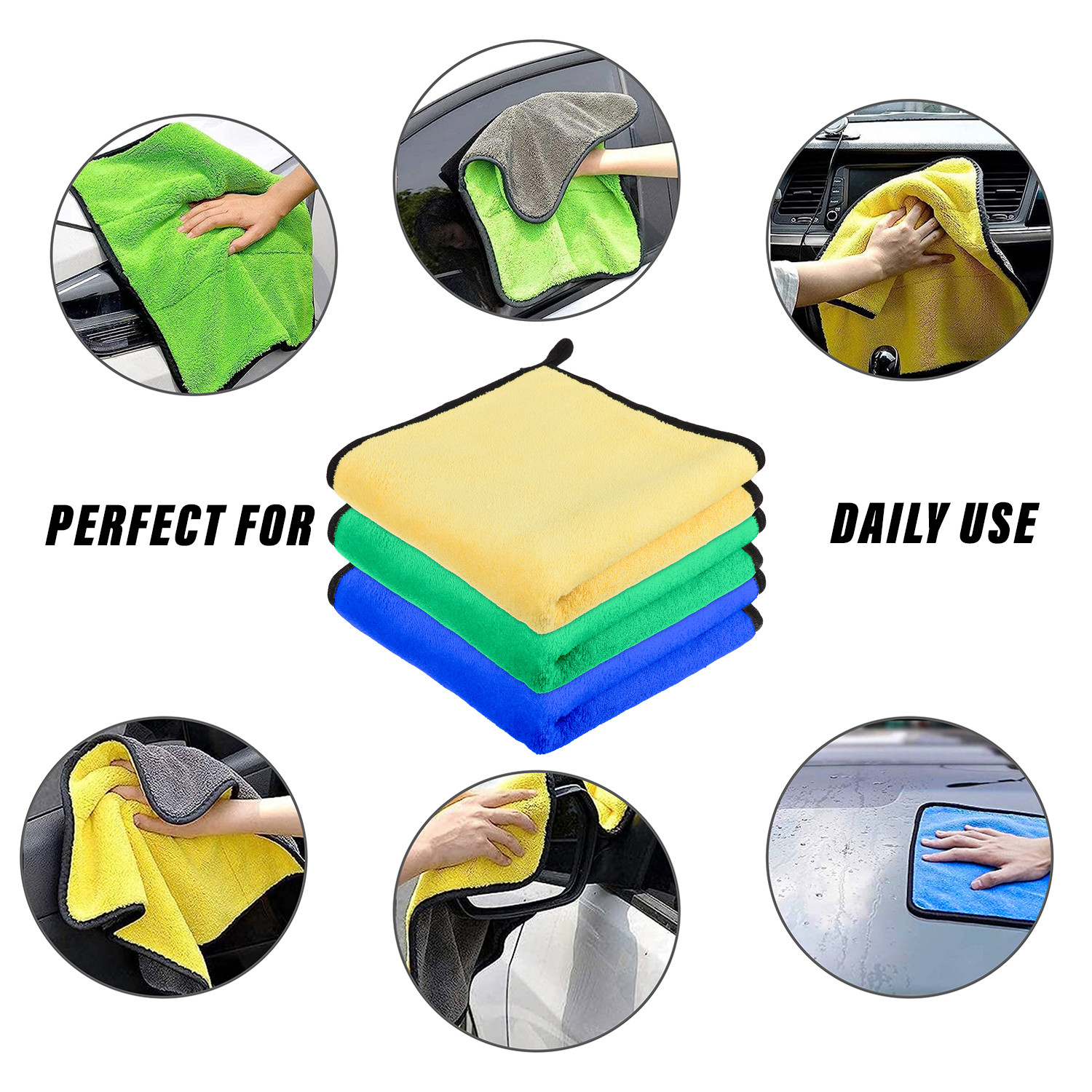Kuber Industries Cleaning Towel | Reusable Cleaning Cloths for Kitchen | Duster Towel for Home Cleaning | 400 GSM Cleaning Cloth Towel with Hanging Loop | 40x60 | Pack of 5 | Multi