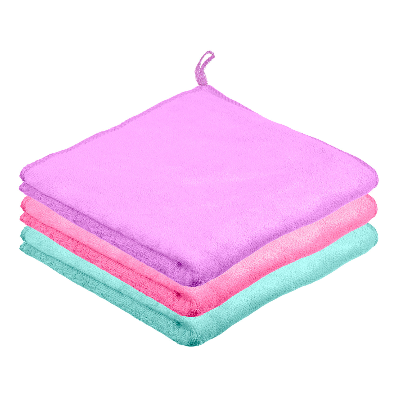 Kuber Industries Cleaning Towel | Reusable Cleaning Cloths for Kitchen | Duster Towel for Home Cleaning | 350 GSM Cleaning Cloth Towel with Hanging Loop | 40x40 | Pack of 3 | Multi