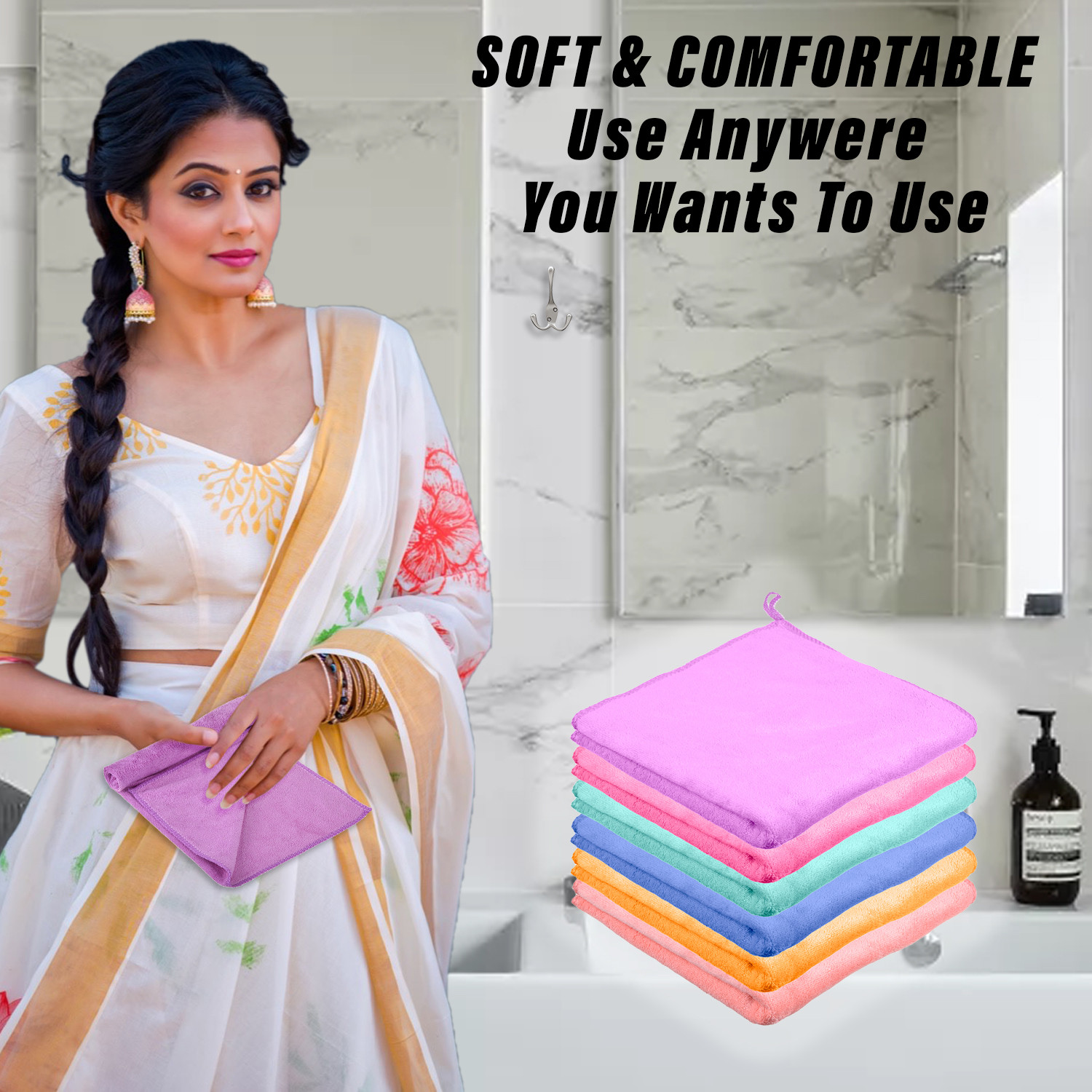 Kuber Industries Cleaning Towel | Reusable Cleaning Cloths for Kitchen | Duster Towel for Home Cleaning | 350 GSM Cleaning Cloth Towel with Hanging Loop | 40x40 | Pack of 3 | Multi