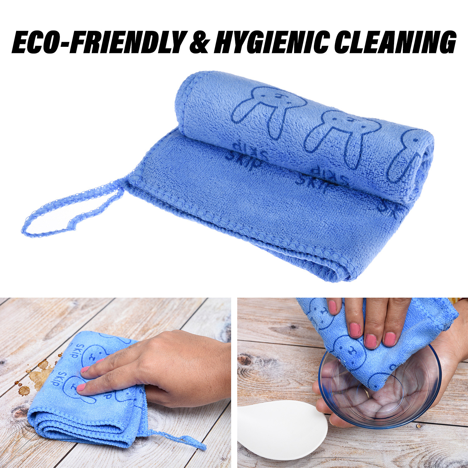Kuber Industries Cleaning Towel | Reusable Cleaning Towel for Baby | Duster Towel for Home Cleaning | Skip Cleaning Cloth Towel with Hanging Loop | 30x40 | Pack of 2 | Blue