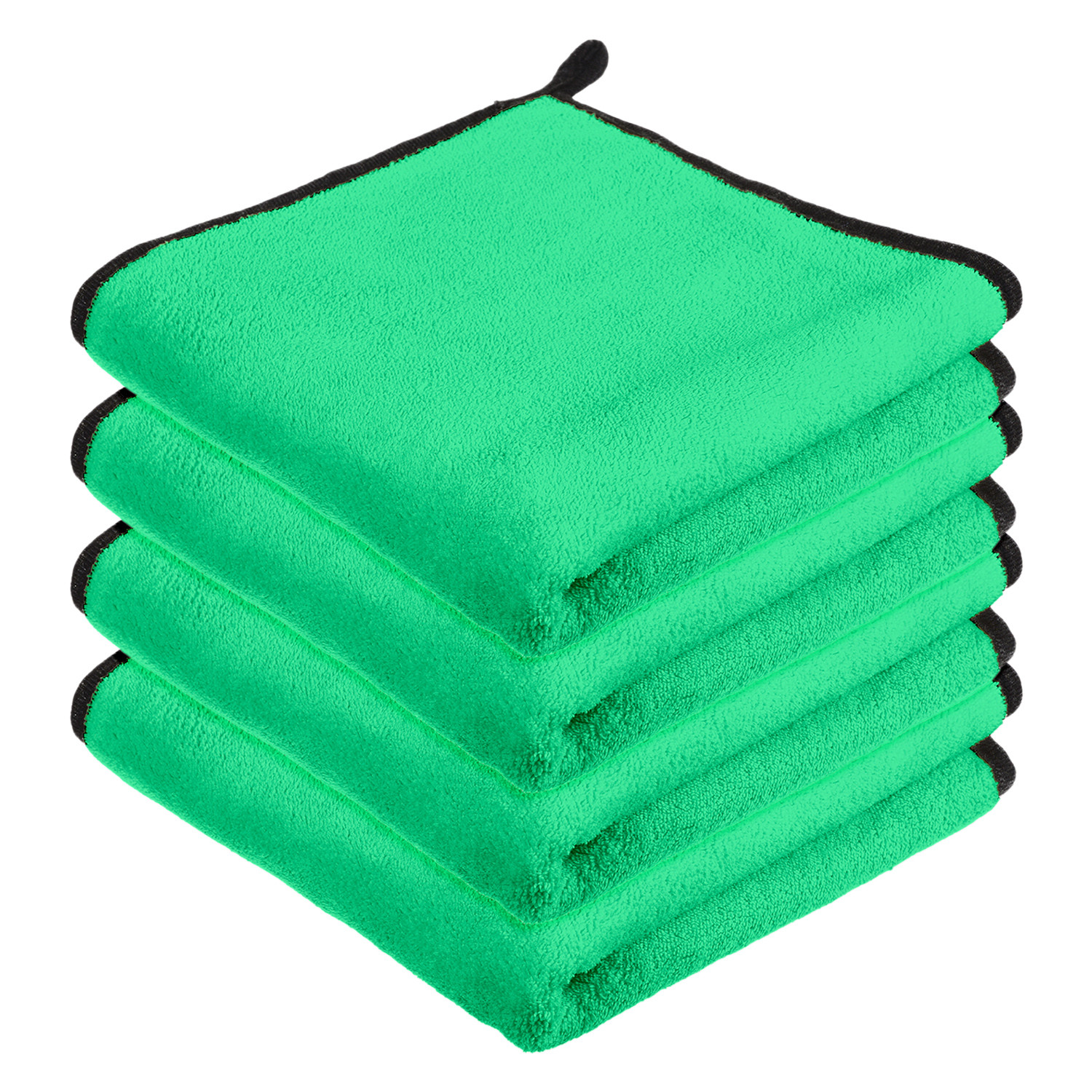Kuber Industries Cleaning Towel|Microfiber Reusable Cloths|Highly Absorbent Washable Towel for Kitchen With Hanging Loop|Car|Window|40x40 Cm|Green