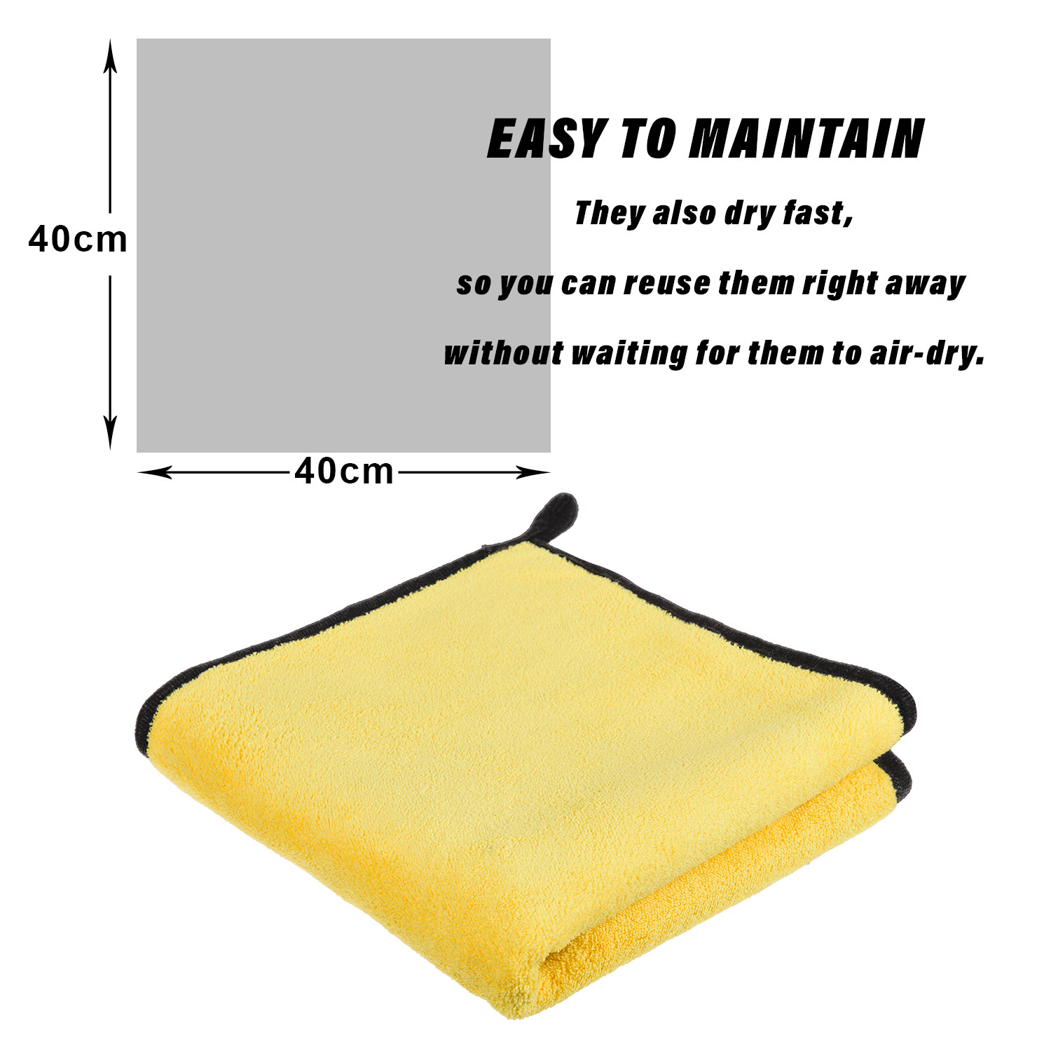Kuber Industries Cleaning Towel|Microfiber Reusable Cloths|Highly Absorbent Washable Towel for Kitchen With Hanging Loop|Car|Window|40x40 Cm|Yellow