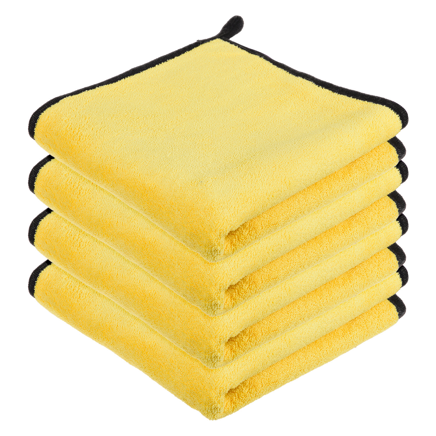 Kuber Industries Cleaning Towel|Microfiber Reusable Cloths|Highly Absorbent Washable Towel for Kitchen With Hanging Loop|Car|Window|40x40 Cm|Yellow