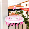 Cloth Drying Hanger | 24 Clips Cloth Hanger | Cloth Drying Stand | Baby Cloth Drying Pegs | Clothes Hanger Pegs | Round Cloth Drying Clips | Transparent Pink