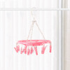 Cloth Drying Hanger | 360° Cloth Drying Stand | Baby Cloth Drying Pegs | 16 Clips Clothes Hanger for Socks, Bras, Underwear & Towels | Round Cloth Drying Clips | Pink