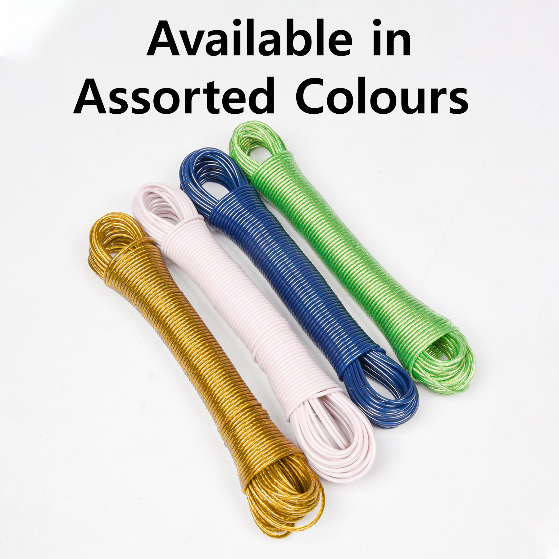 Kuber Industries Cloth Drying Rope  PVC Coated Laundry Line Rope  Laundry Clothesline  Cloth Drying Wire Rope with 2 Hooks  Clothes Drying Line  20 MTR  Multicolor