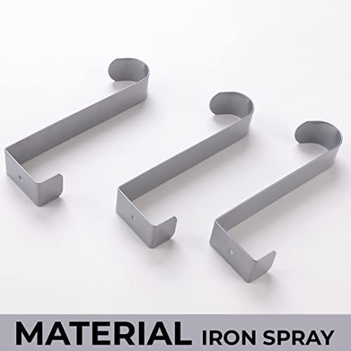 Kuber Industries Cloth Hanger|Wall Mounted Towel Hanger|Multipurpose Cloth & Towel Holder|Iron Spray Material|Easy Installation|Interchangeable Over The Door Hook|ZT-3042(S)|Pack of 3|Silver