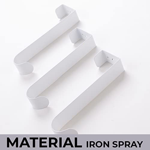 Kuber Industries Cloth Hanger|Wall Mounted Towel Hanger|Multipurpose Cloth & Towel Holder|Iron Spray Material|Easy Installation|Interchangeable Over The Door Hook|ZT-3042(W)|Pack of 3|White