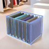 Cloth Organizer | Wardrobe Organizer | 7 Grids Storage Box for Jeans-Trousers-Shirts | PVC Foldable Drawer Organizer | Almirah Organizer | Zig-Zag |.40 mm | Blue