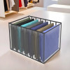 Cloth Organizer | Wardrobe Organizer | 7 Grids Storage Box for Jeans-Trousers-Shirts | PVC Foldable Drawer Organizer | Almirah Organizer | Transparent |.40 mm | Black