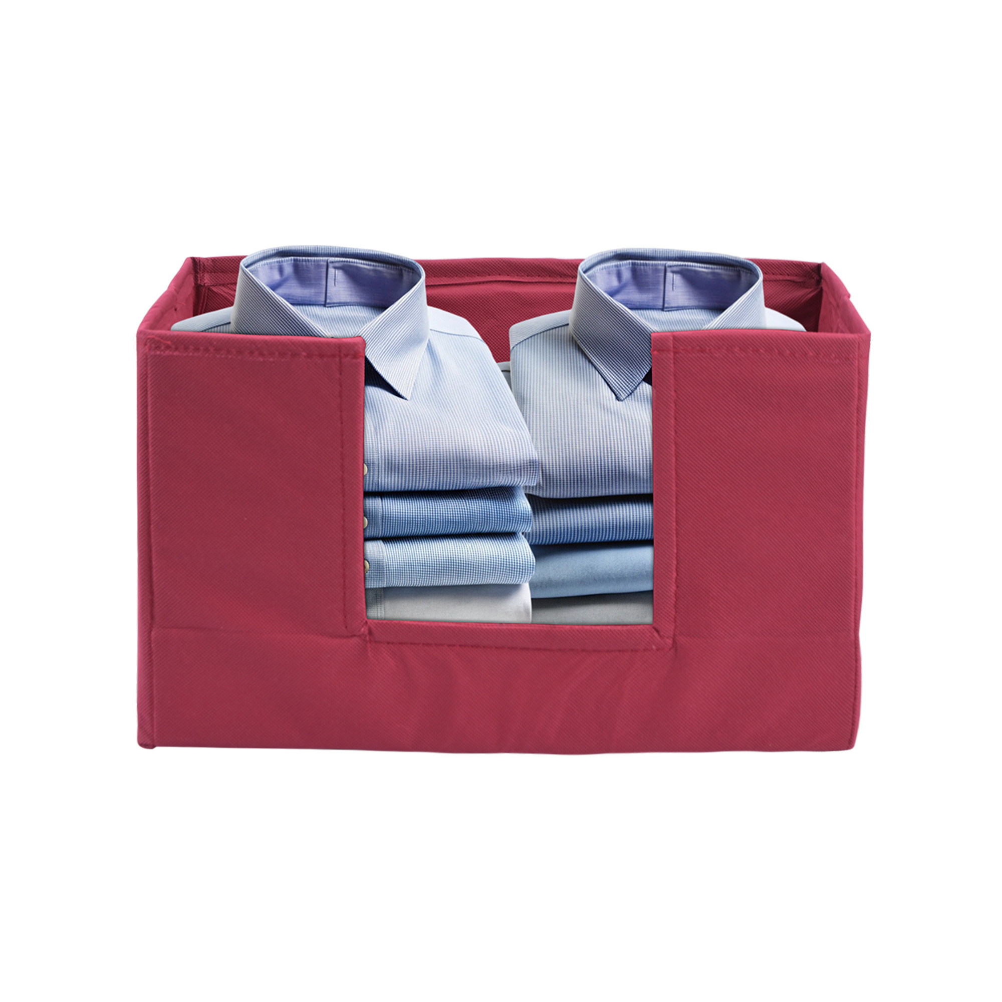 Kuber Industries Cloth Organizer for Storage Wardrobe  Closet Storage Organizer with Handle  Drawer Saree Box Organiser with Handle  Folding Storage Box for Clothes  Plain  Maroon