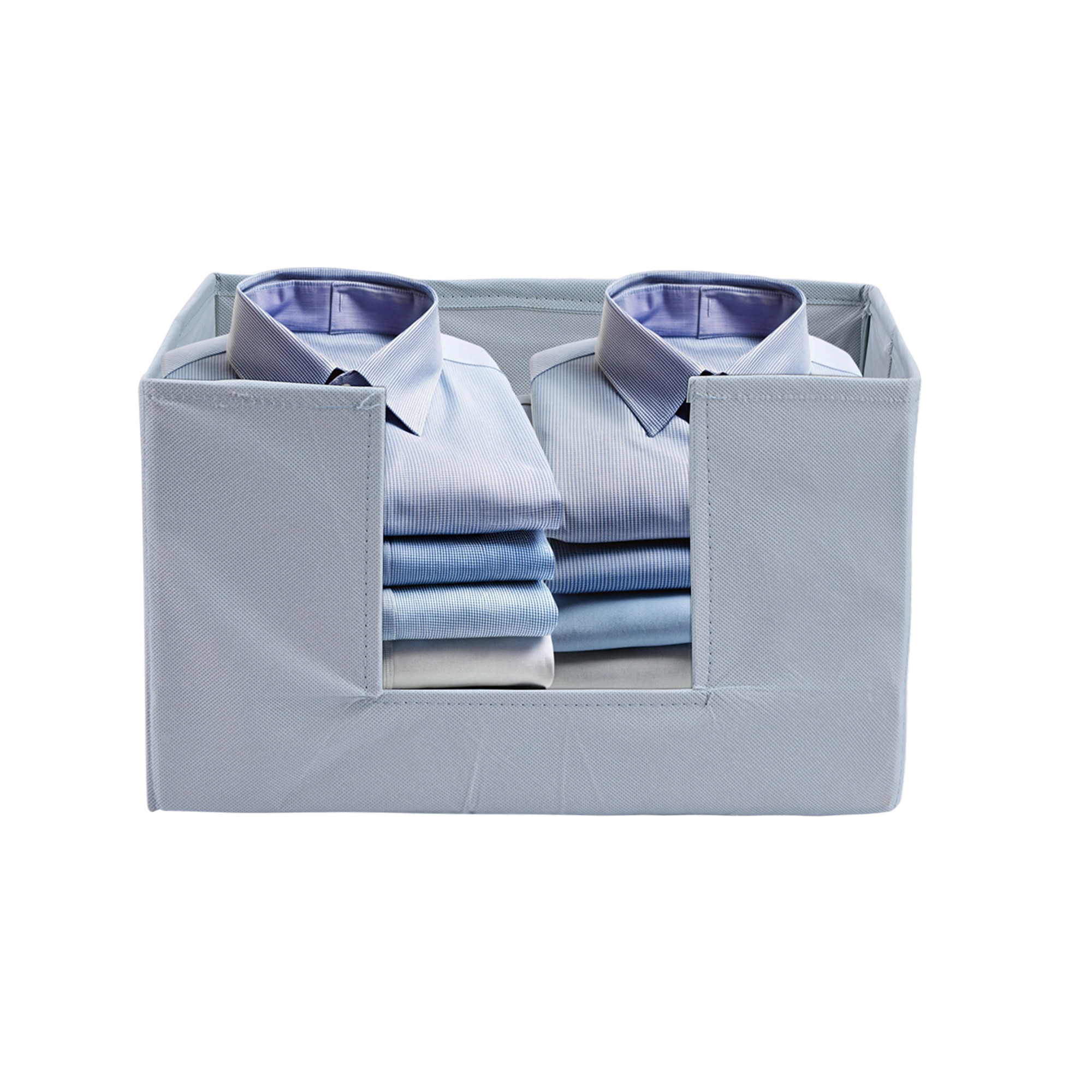 Kuber Industries Cloth Organizer for Storage Wardrobe  Closet Storage Organizer with Handle  Drawer Saree Box Organiser with Handle  Folding Storage Box for Clothes  Plain  Grey