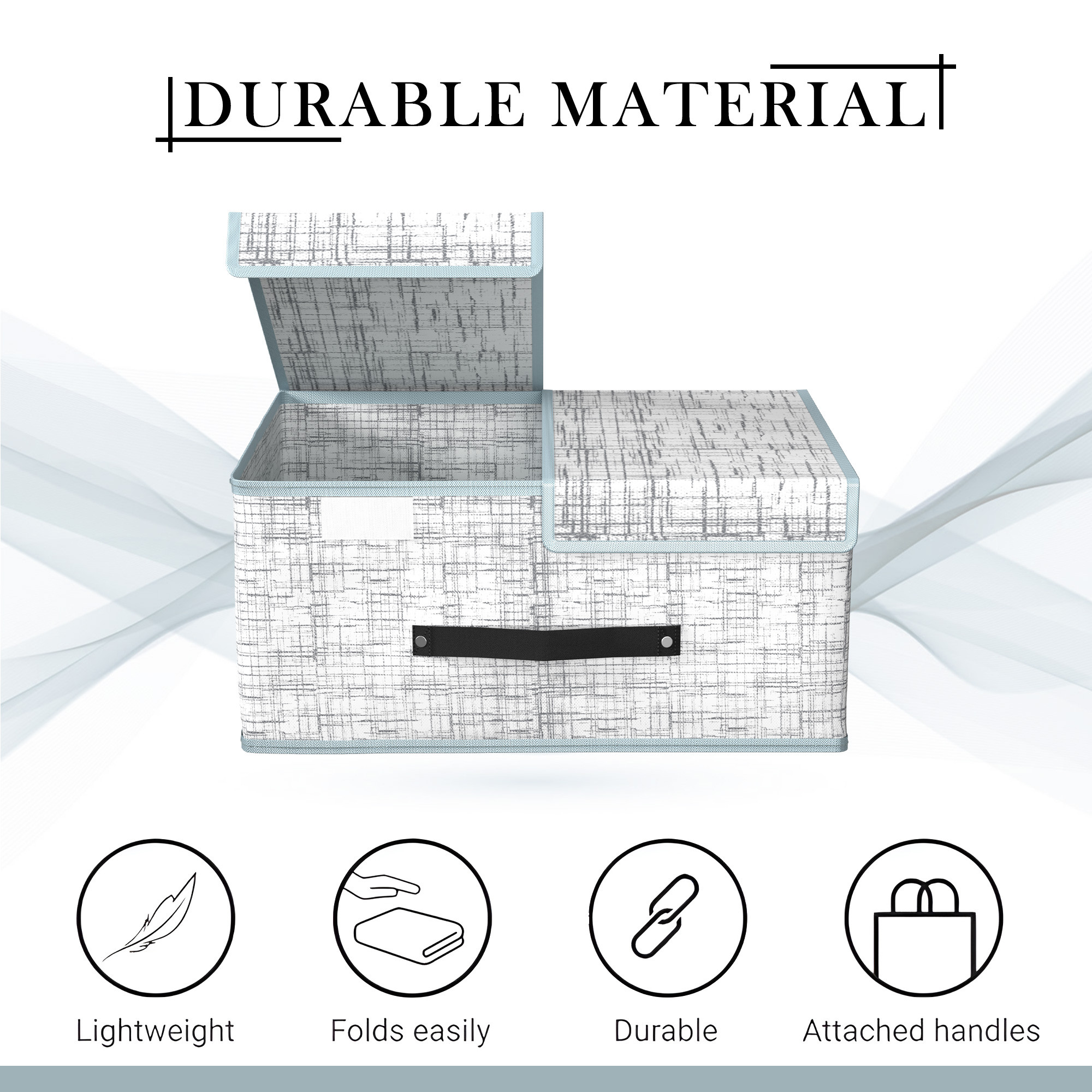 Kuber Industries Cloth Organizer for Wardrobe Small Foldable Storage Box with Double Lid  Drawer Organiser  Jute Print  Grey