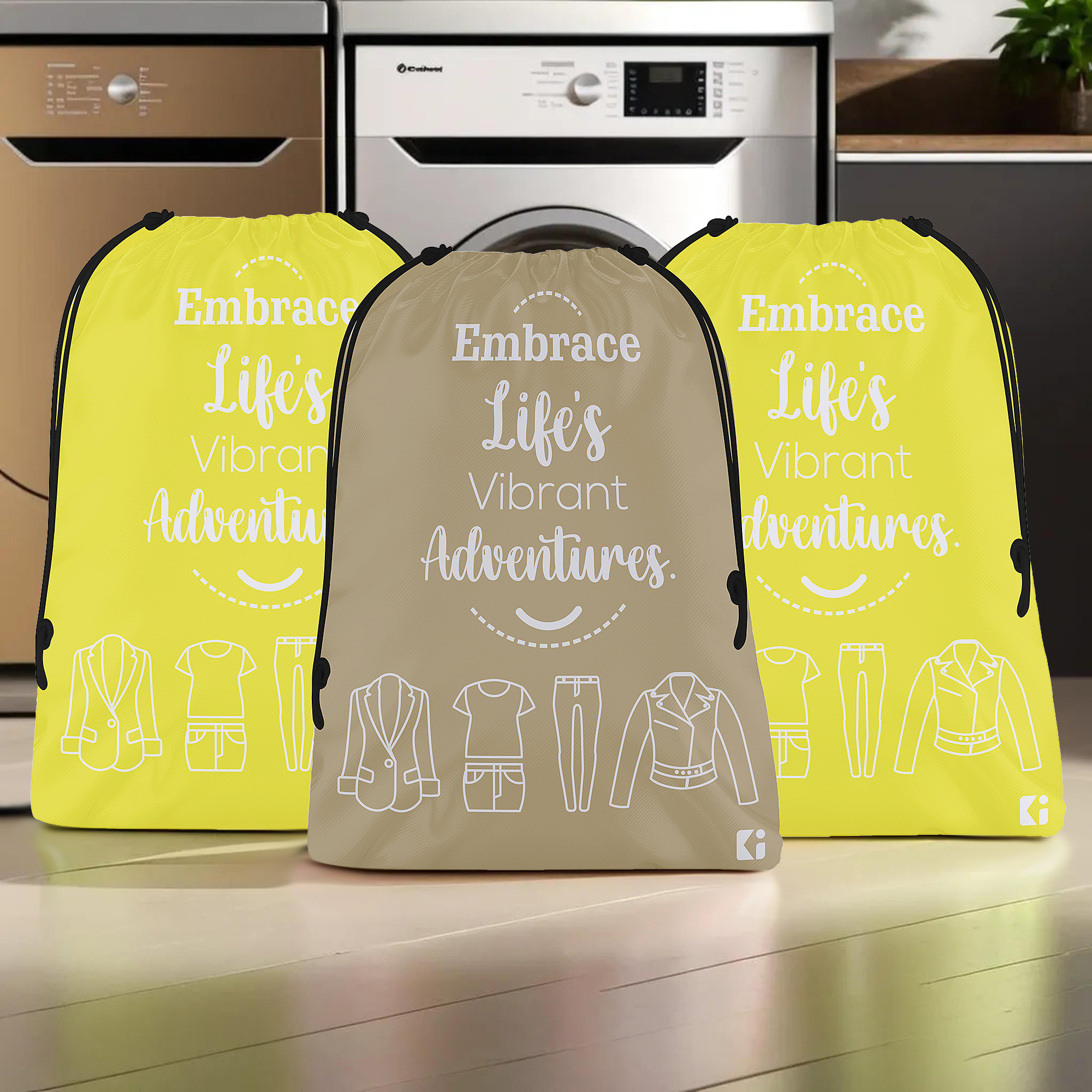 Kuber Industries Cloth Storage Bag | Storage Organizer | Travel Cloth Carrying Bag | Garments Cover for Laundry | Travel Storage Organizer for Clothing | Medium | Yellow & Brown