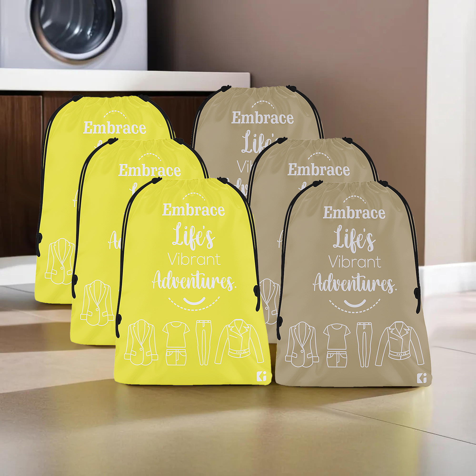 Kuber Industries Cloth Storage Bag | Storage Organizer | Travel Cloth Carrying Bag | Garments Cover for Laundry | Travel Storage Organizer for Clothing | Medium | Yellow & Brown