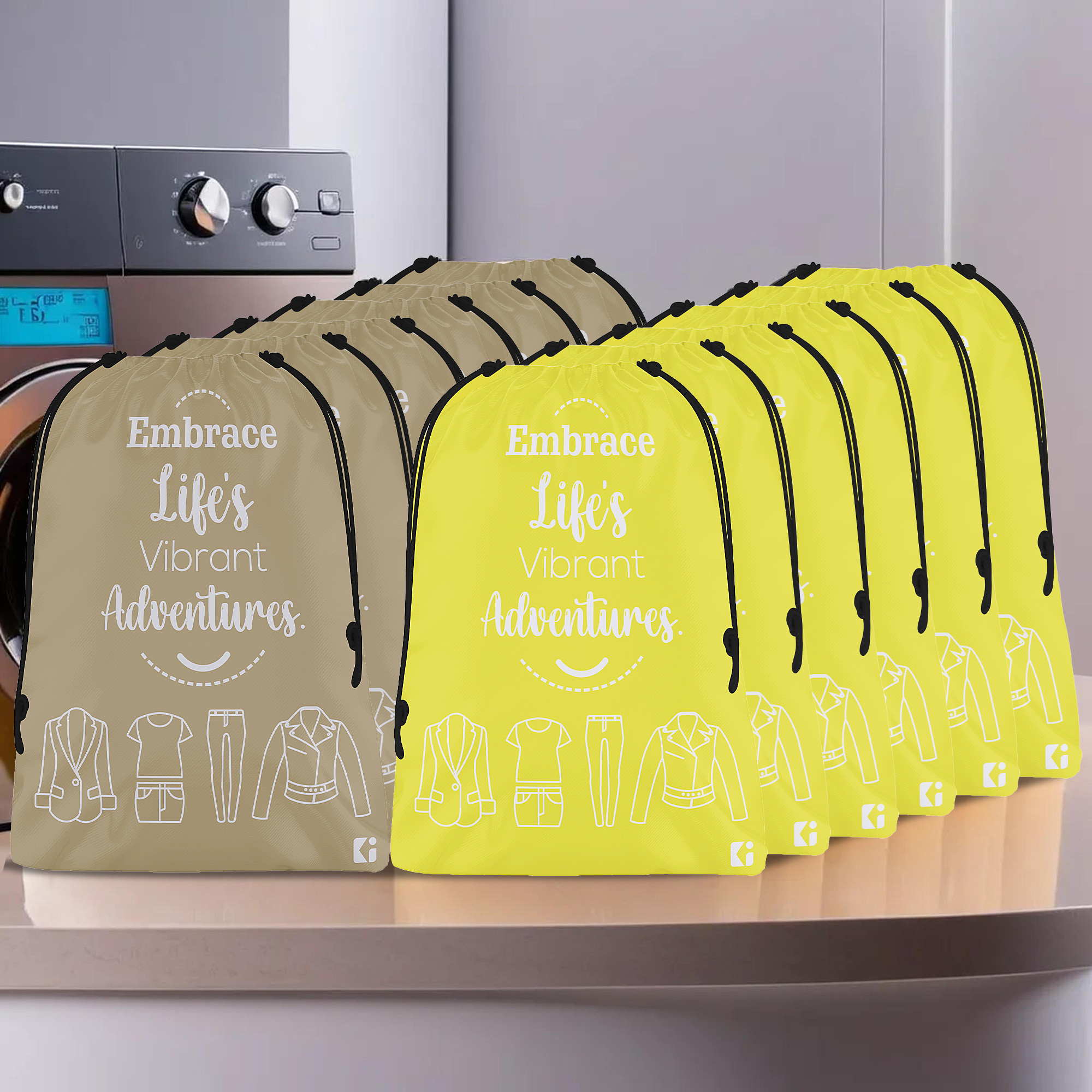 Kuber Industries Cloth Storage Bag | Storage Organizer | Travel Cloth Carrying Bag | Garments Cover for Laundry | Travel Storage Organizer for Clothing | Medium | Yellow & Brown