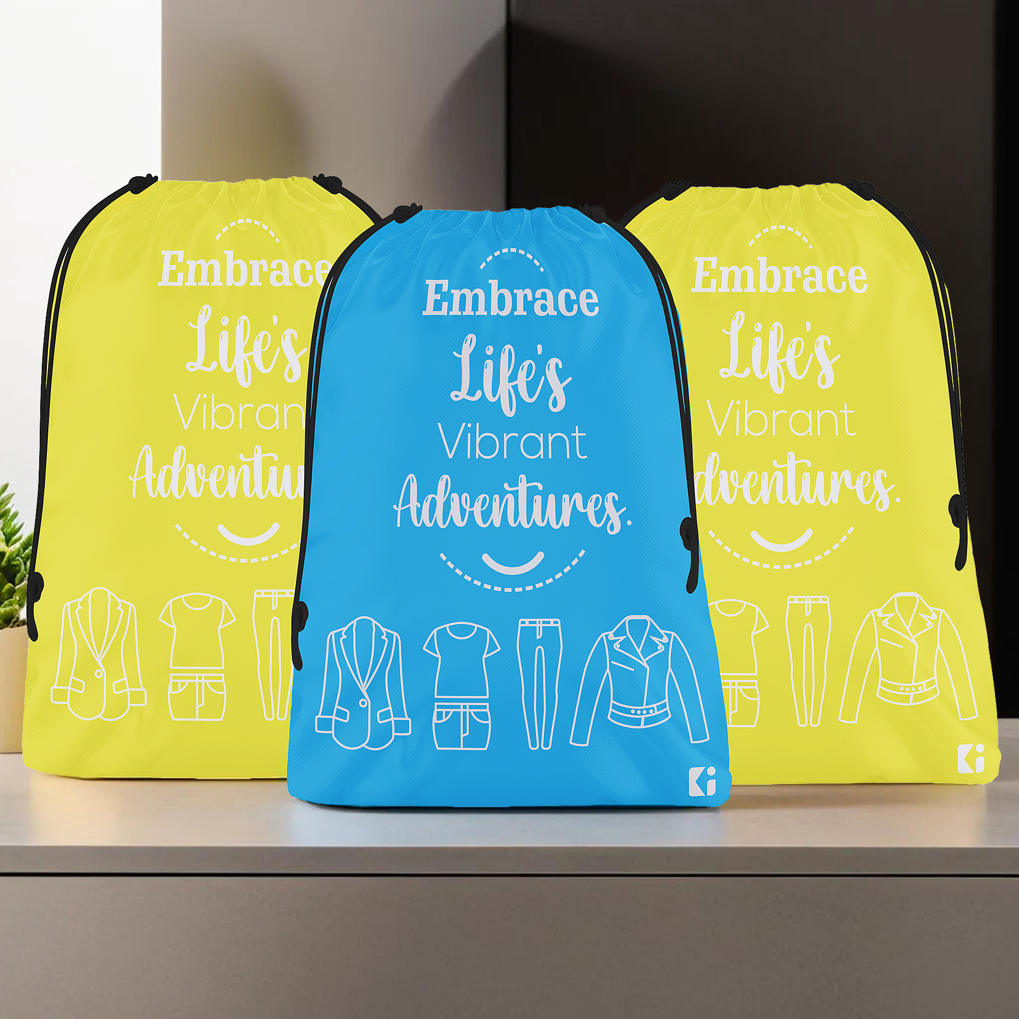 Kuber Industries Cloth Storage Bag | Storage Organizer | Travel Cloth Carrying Bag | Garments Cover for Laundry | Travel Storage Organizer for Clothing | Medium | Yellow & Sky Blue