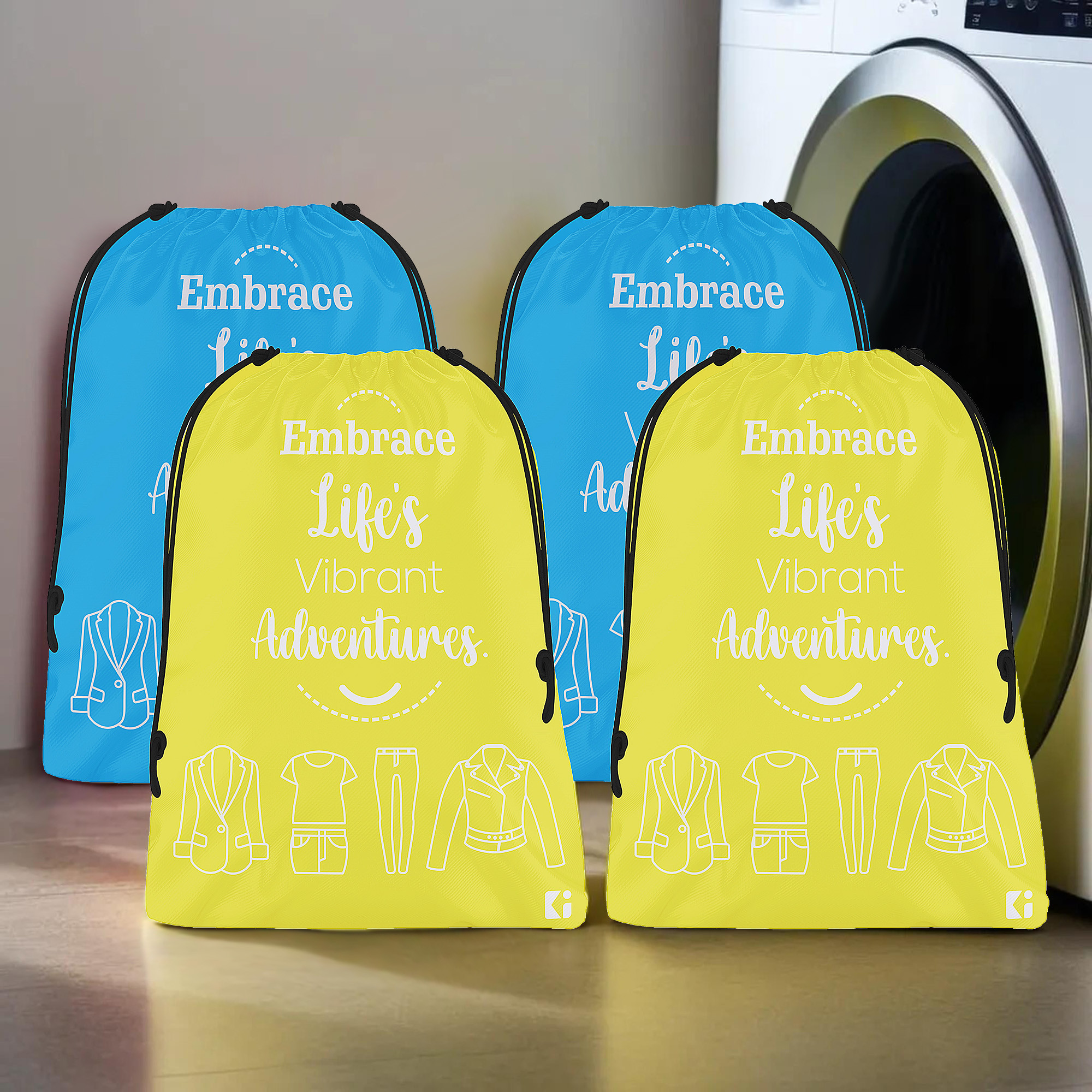 Kuber Industries Cloth Storage Bag | Storage Organizer | Travel Cloth Carrying Bag | Garments Cover for Laundry | Travel Storage Organizer for Clothing | Medium | Yellow & Sky Blue