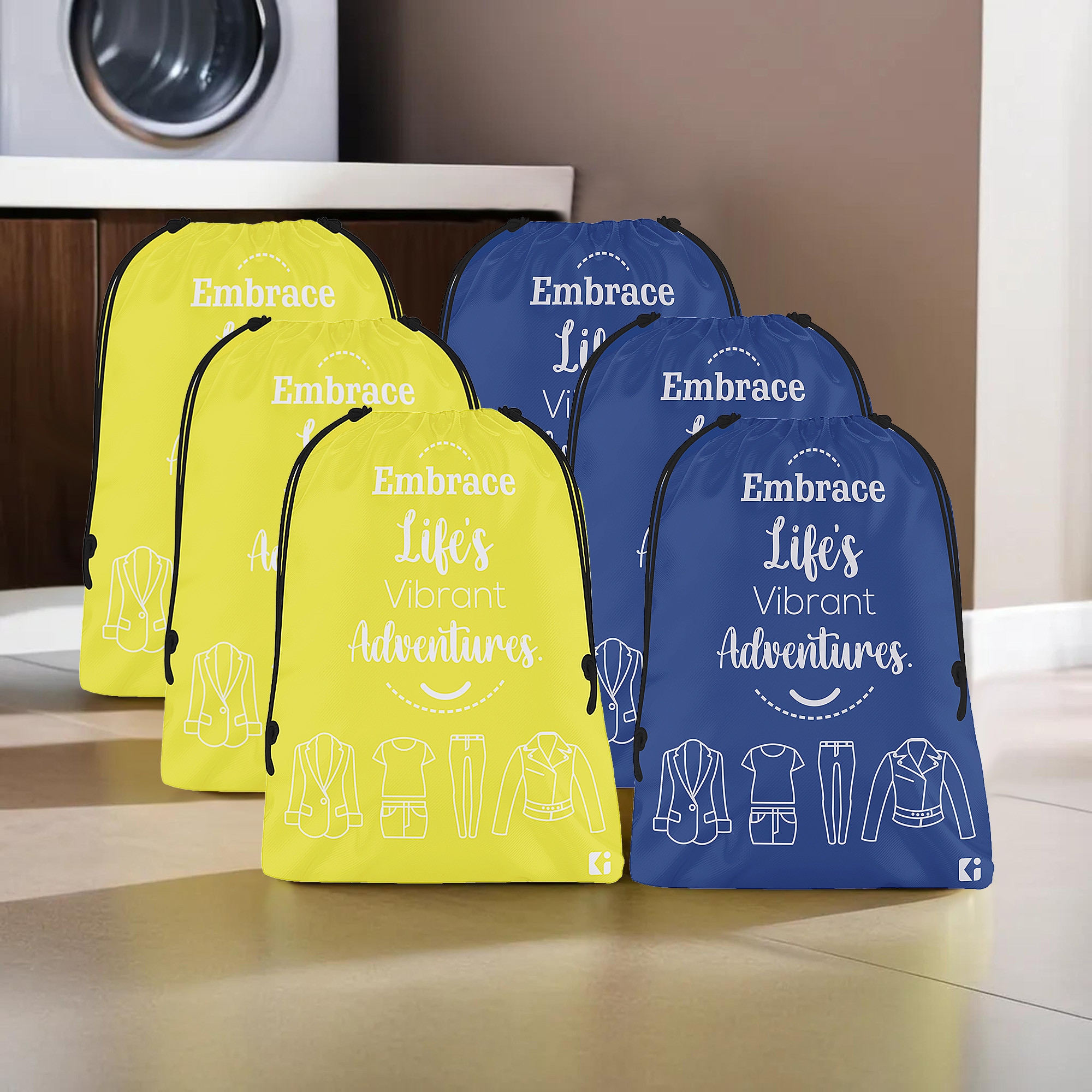 Kuber Industries Cloth Storage Bag | Storage Organizer | Travel Cloth Carrying Bag | Garments Cover for Laundry | Travel Storage Organizer for Clothing | Medium | Yellow & Royal Blue