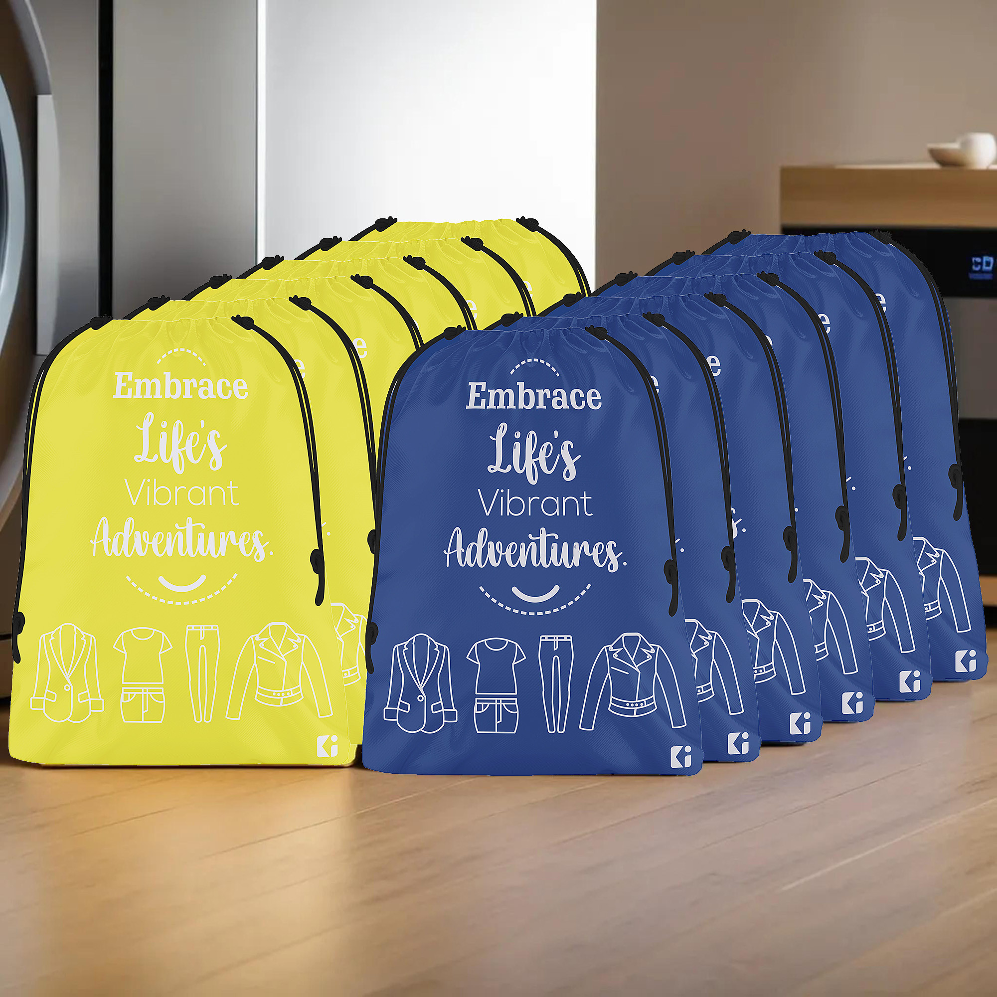 Kuber Industries Cloth Storage Bag | Storage Organizer | Travel Cloth Carrying Bag | Garments Cover for Laundry | Travel Storage Organizer for Clothing | Medium | Yellow & Royal Blue