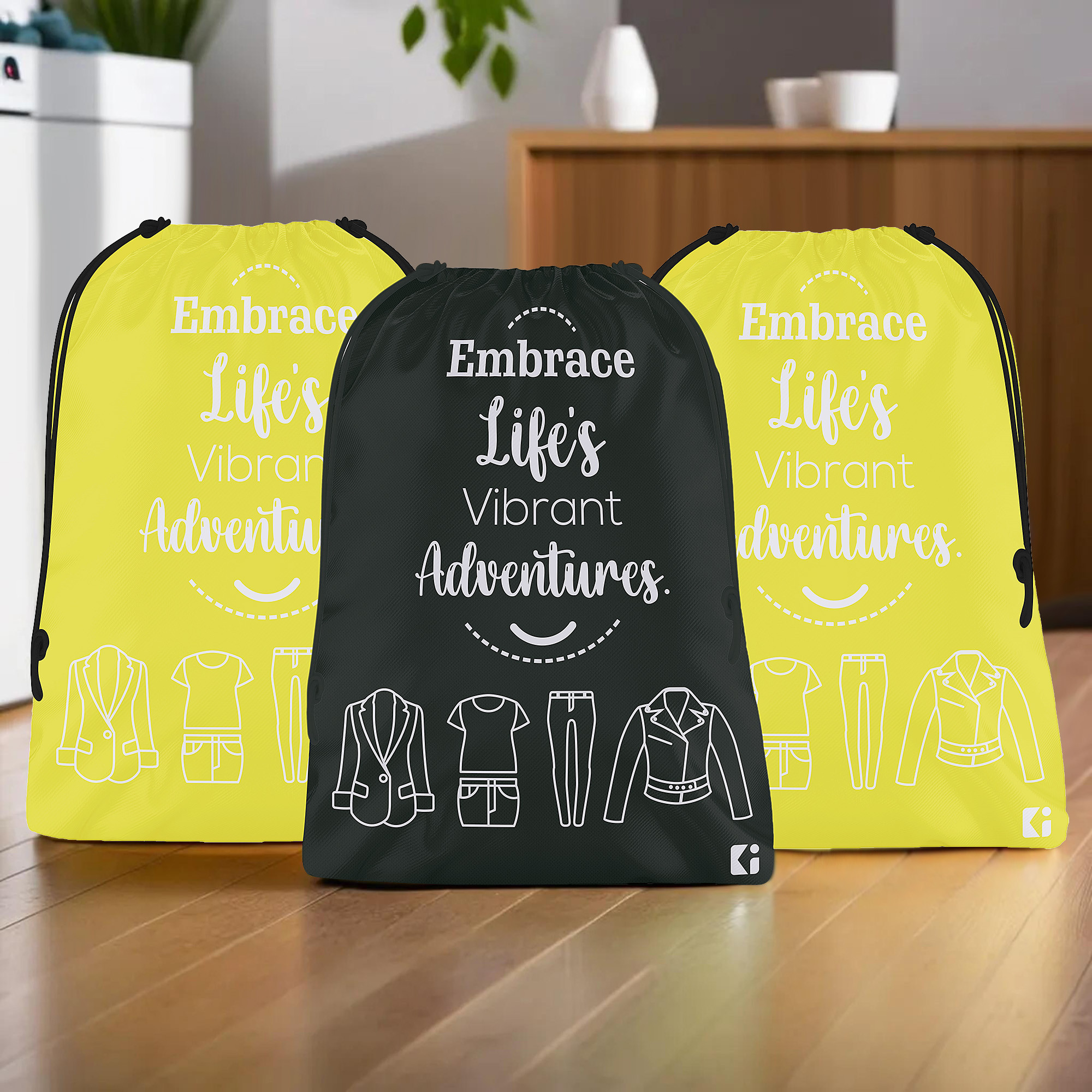Kuber Industries Cloth Storage Bag | Storage Organizer | Travel Cloth Carrying Bag | Garments Cover for Laundry | Travel Storage Organizer for Clothing | Medium | Yellow & Black