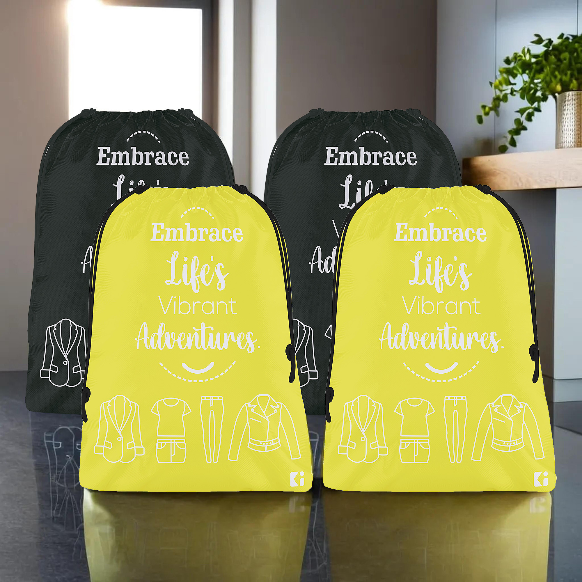 Kuber Industries Cloth Storage Bag | Storage Organizer | Travel Cloth Carrying Bag | Garments Cover for Laundry | Travel Storage Organizer for Clothing | Medium | Yellow & Black