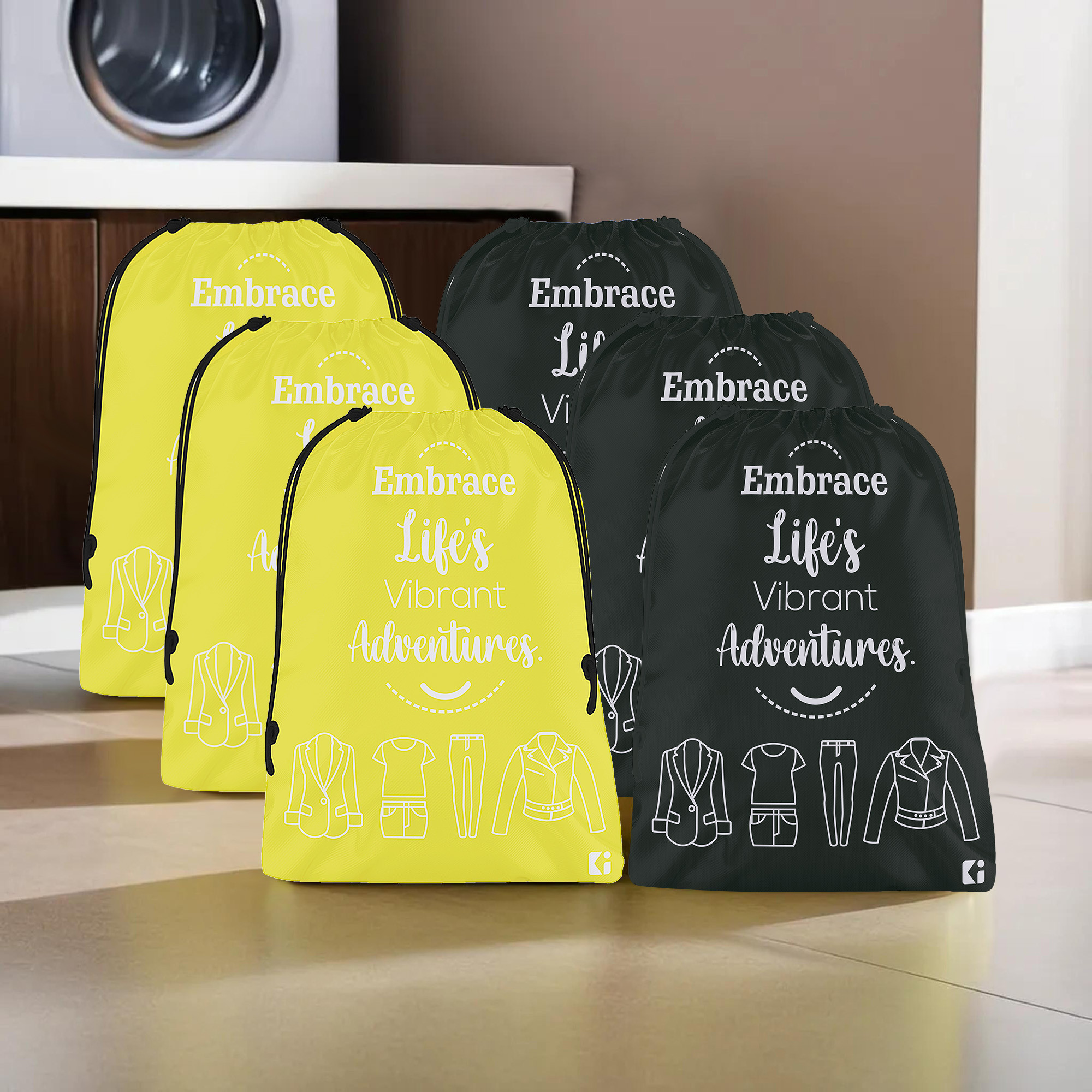 Kuber Industries Cloth Storage Bag | Storage Organizer | Travel Cloth Carrying Bag | Garments Cover for Laundry | Travel Storage Organizer for Clothing | Medium | Yellow & Black