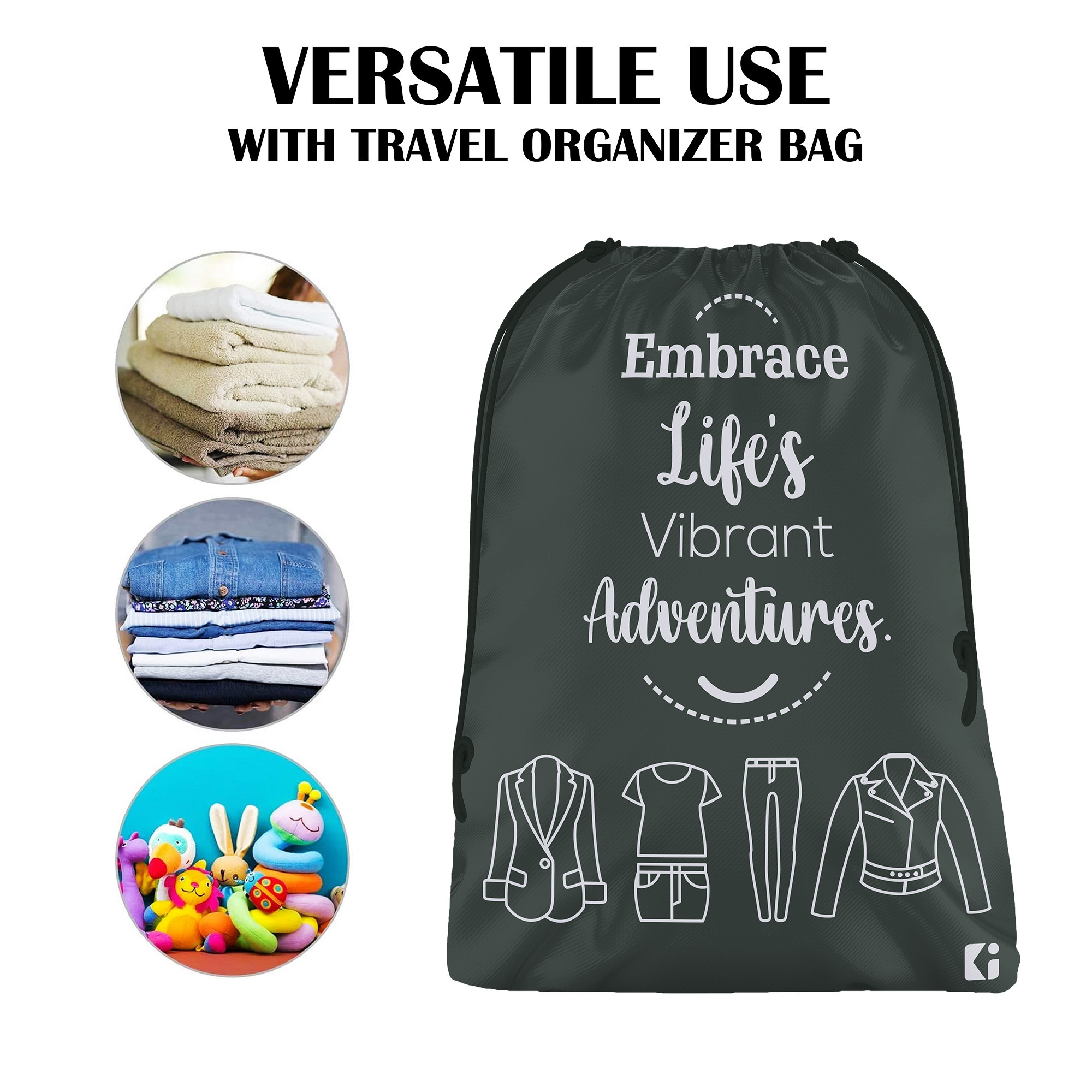 Kuber Industries Cloth Storage Bag | Storage Organizer | Travel Cloth Carrying Bag | Garments Cover for Laundry | Travel Storage Organizer for Clothing | Medium | Yellow & Gray