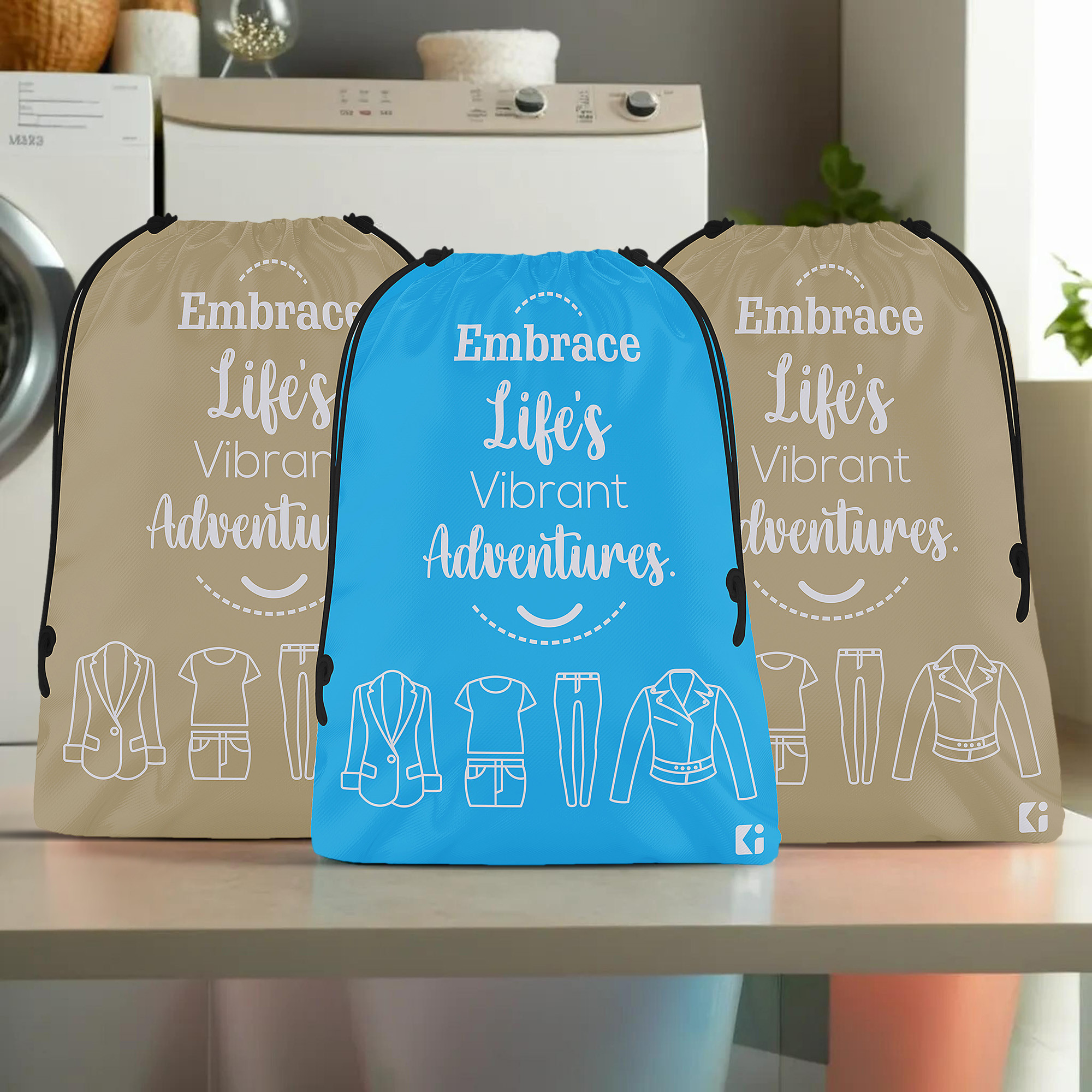 Kuber Industries Cloth Storage Bag | Storage Organizer | Travel Cloth Carrying Bag | Garments Cover for Laundry | Travel Storage Organizer for Clothing | Medium | Brown & Sky Blue