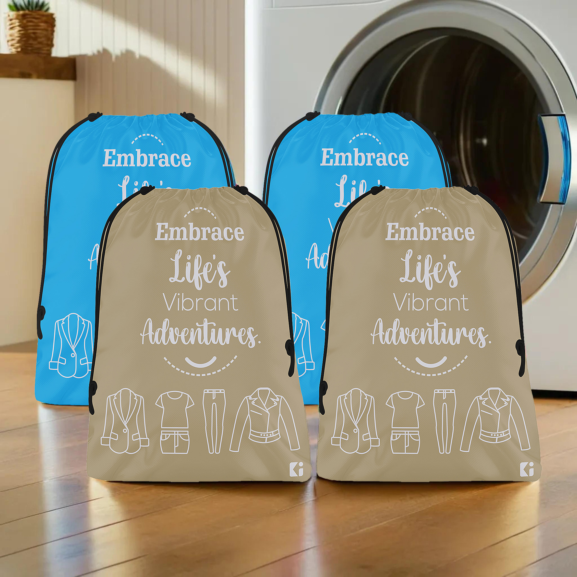 Kuber Industries Cloth Storage Bag | Storage Organizer | Travel Cloth Carrying Bag | Garments Cover for Laundry | Travel Storage Organizer for Clothing | Medium | Brown & Sky Blue