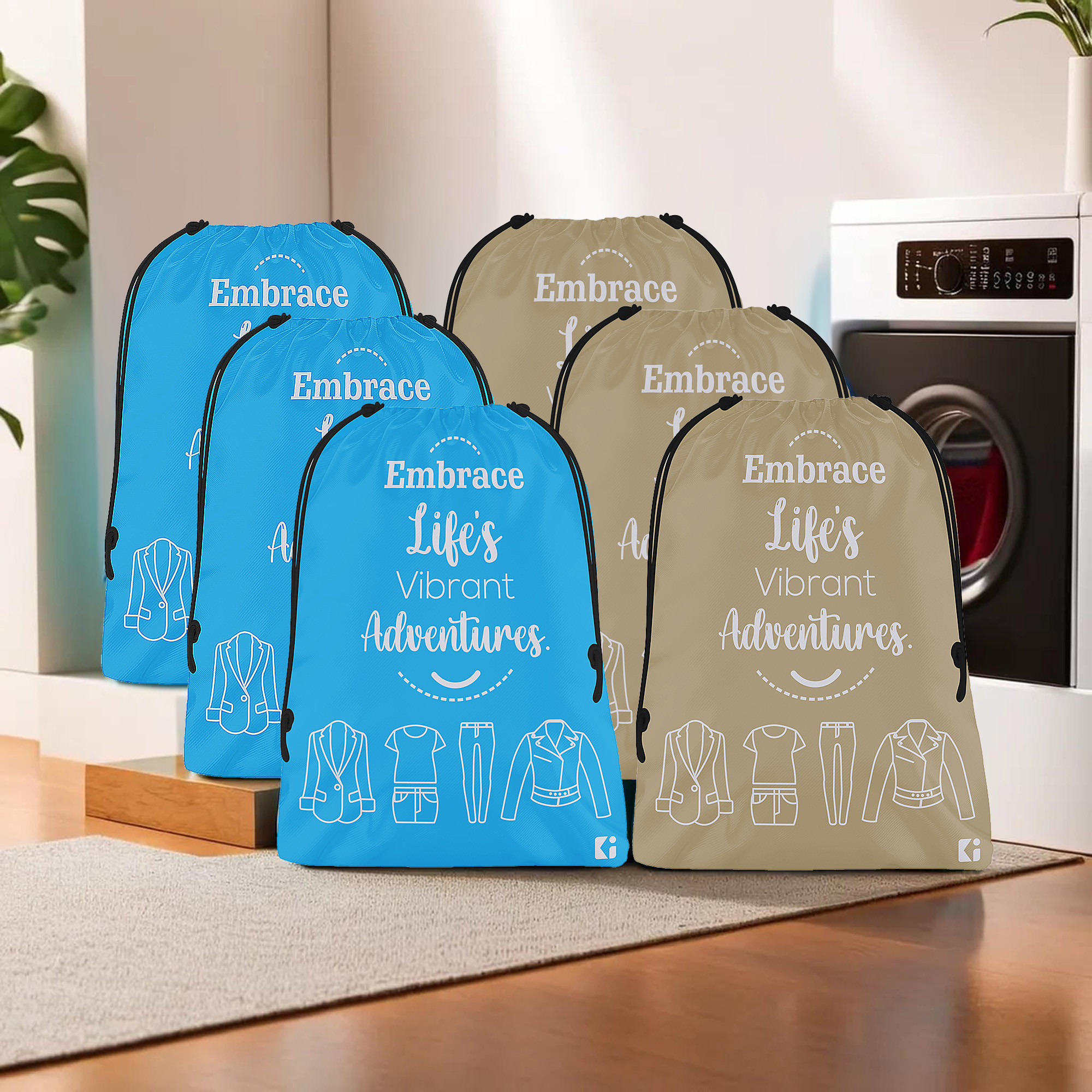 Kuber Industries Cloth Storage Bag | Storage Organizer | Travel Cloth Carrying Bag | Garments Cover for Laundry | Travel Storage Organizer for Clothing | Medium | Brown & Sky Blue