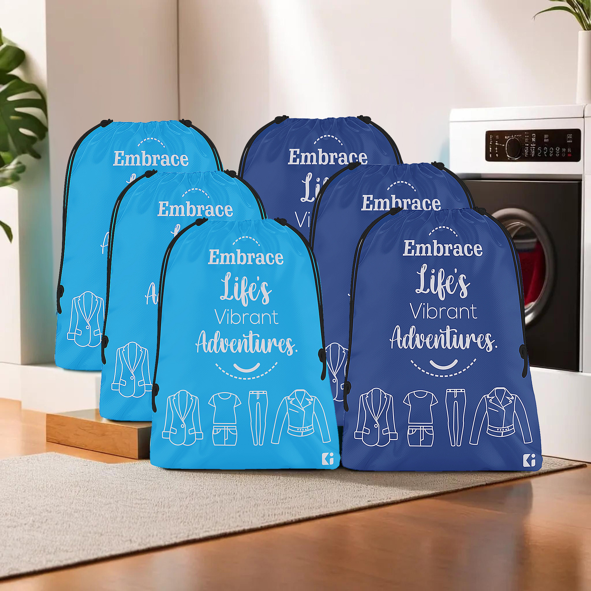 Kuber Industries Cloth Storage Bag | Storage Organizer | Travel Cloth Carrying Bag | Garments Cover for Laundry | Travel Storage Organizer for Clothing | Medium | Sky & Royal Blue
