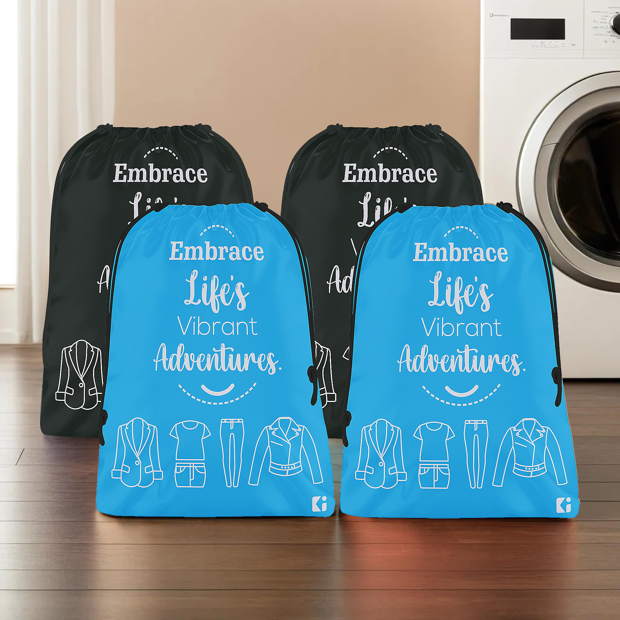 Kuber Industries Cloth Storage Bag | Storage Organizer | Travel Cloth Carrying Bag | Garments Cover for Laundry | Travel Storage Organizer for Clothing | Medium | Sky Blue & Black