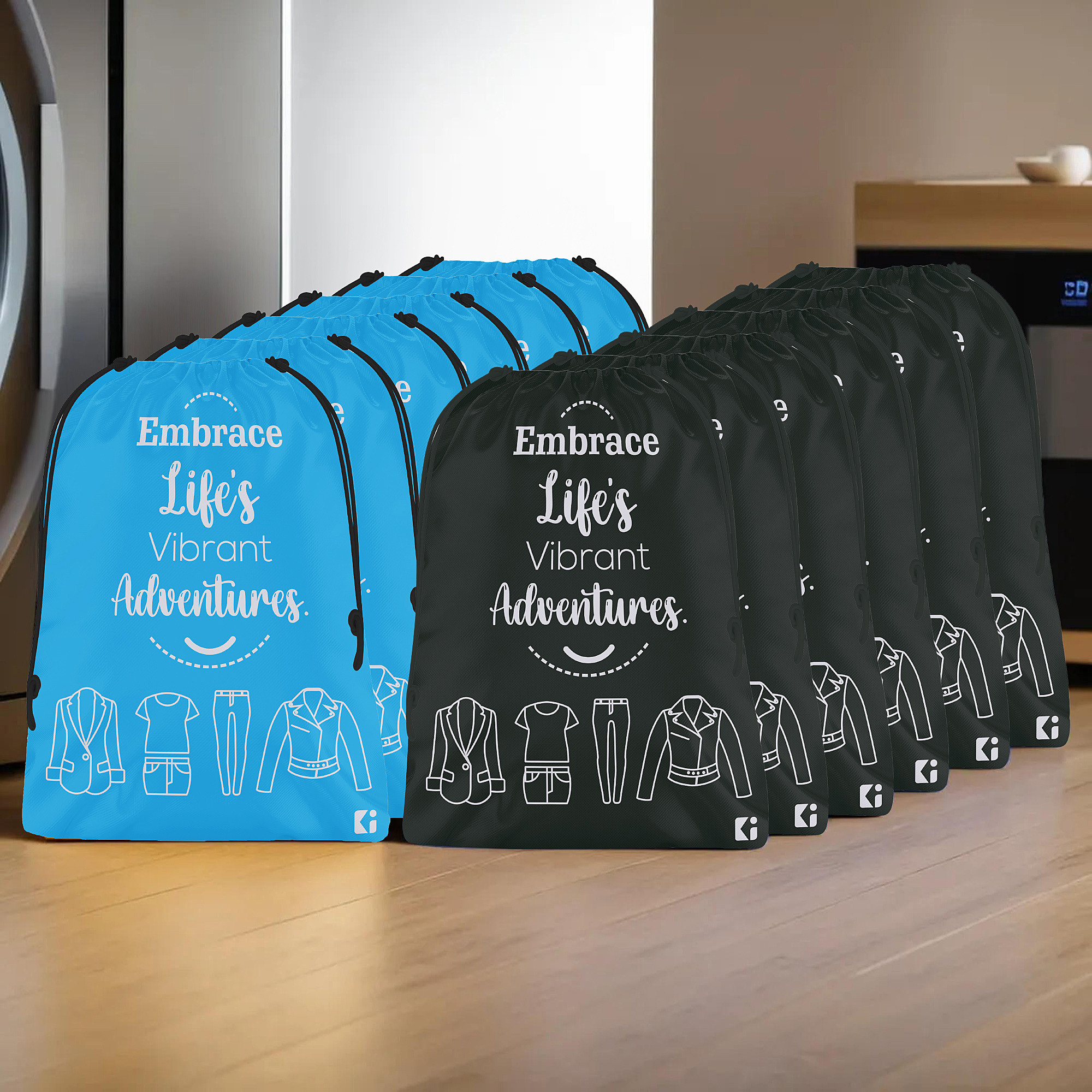 Kuber Industries Cloth Storage Bag | Storage Organizer | Travel Cloth Carrying Bag | Garments Cover for Laundry | Travel Storage Organizer for Clothing | Medium | Sky Blue & Black