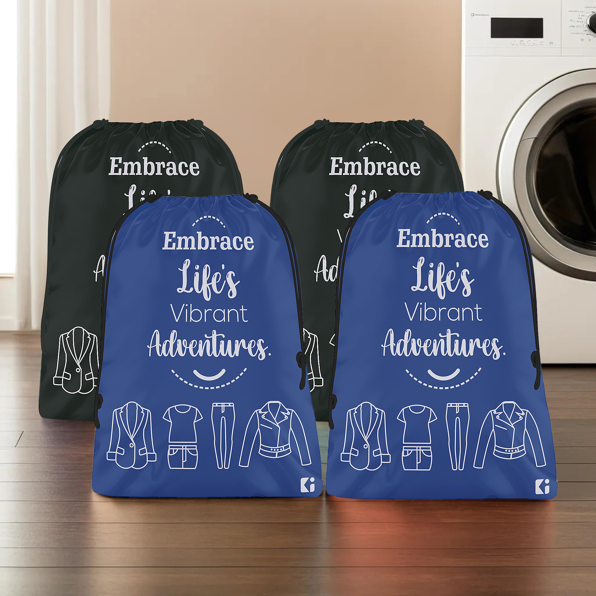 Kuber Industries Cloth Storage Bag | Storage Organizer | Travel Cloth Carrying Bag | Garments Cover for Laundry | Travel Storage Organizer for Clothing | Medium | Royal Blue & Black